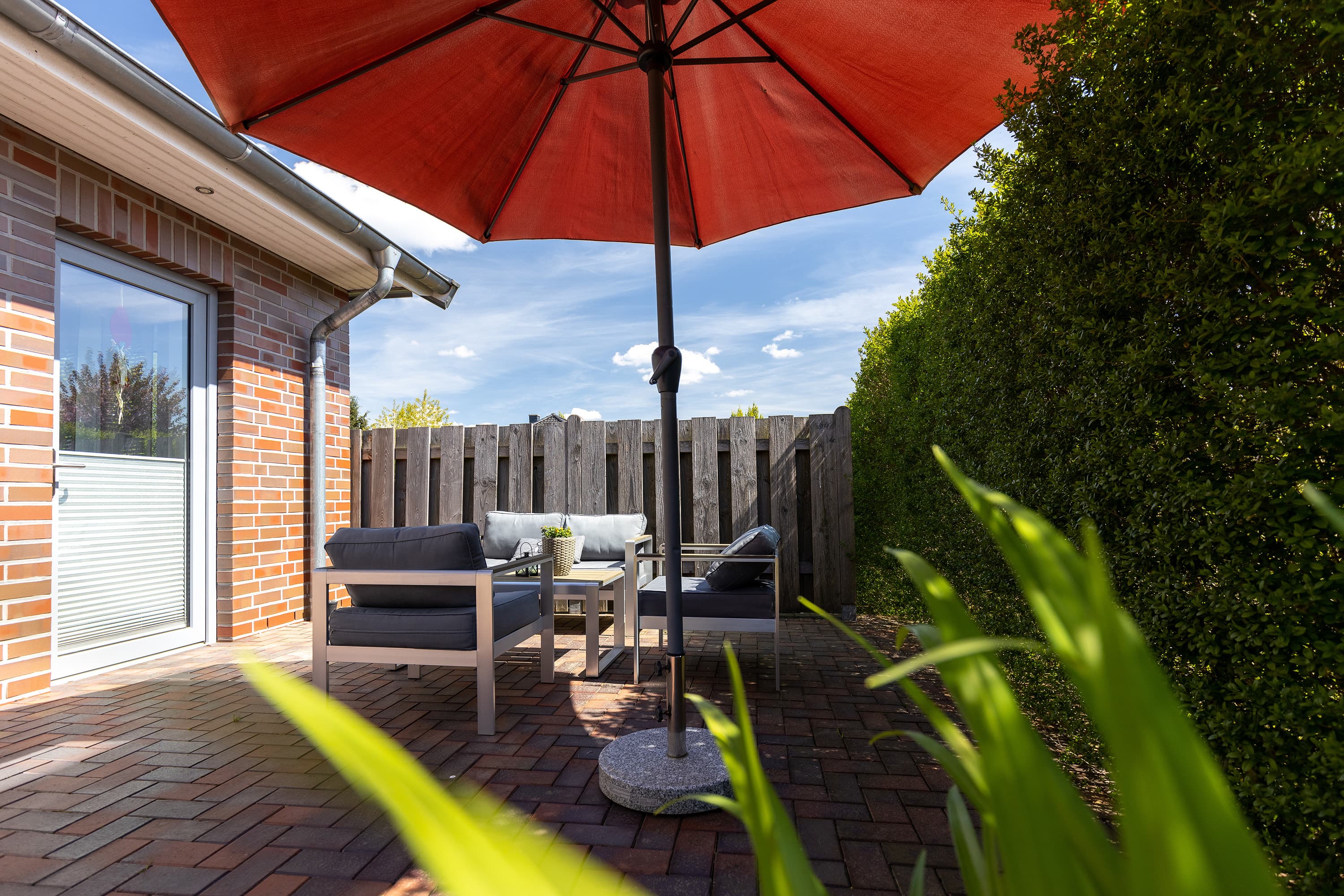 Terrasse am Ferienhaus Südheide in Hermannsburg