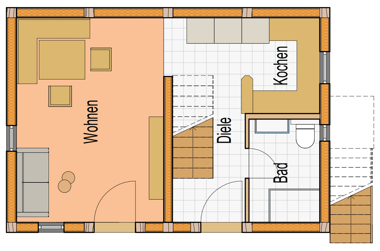 Grundriss Erdgeschoss des Ferienhaus Alter Speicher in Soltau