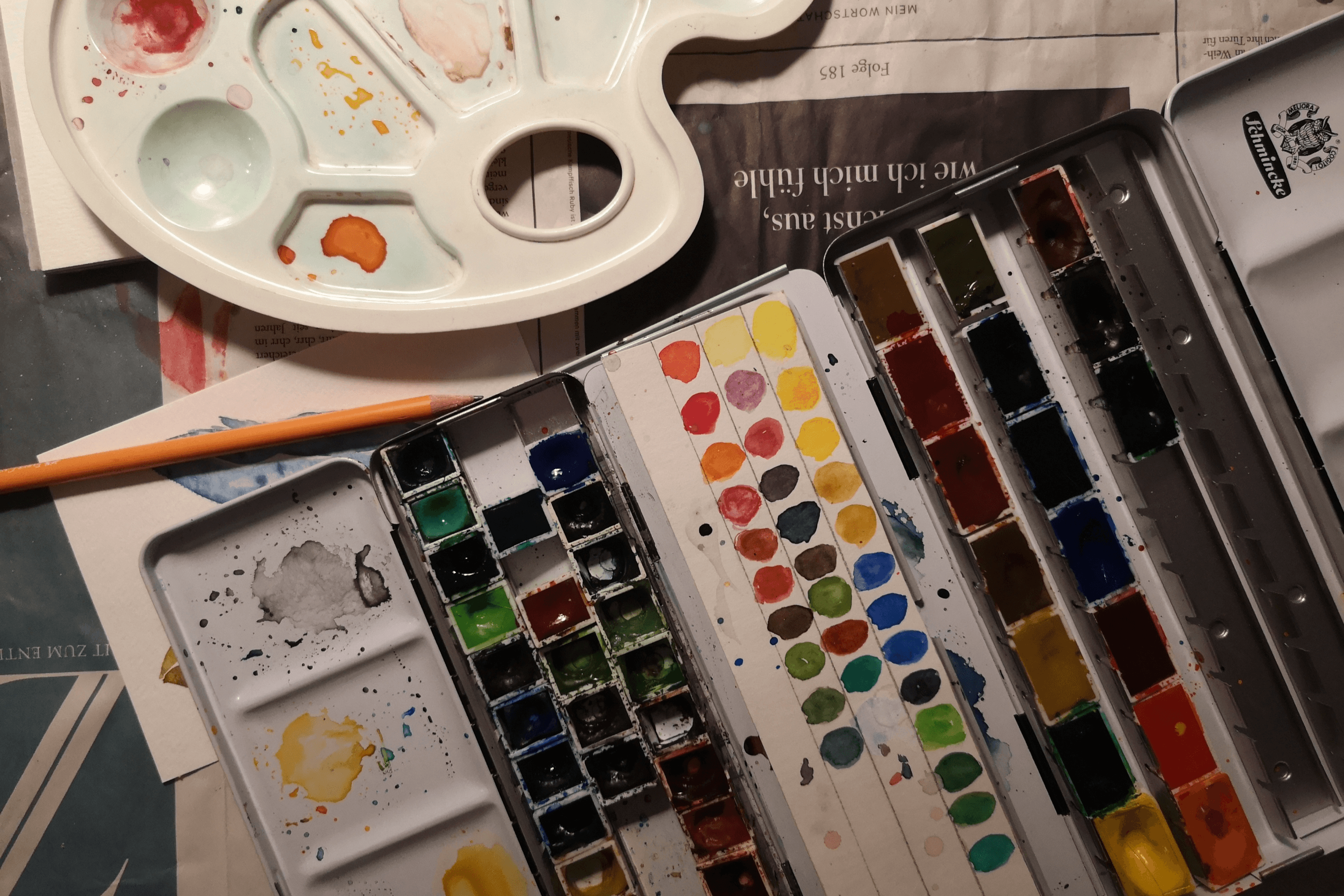 Aquarellbild malen im Kunstatelier