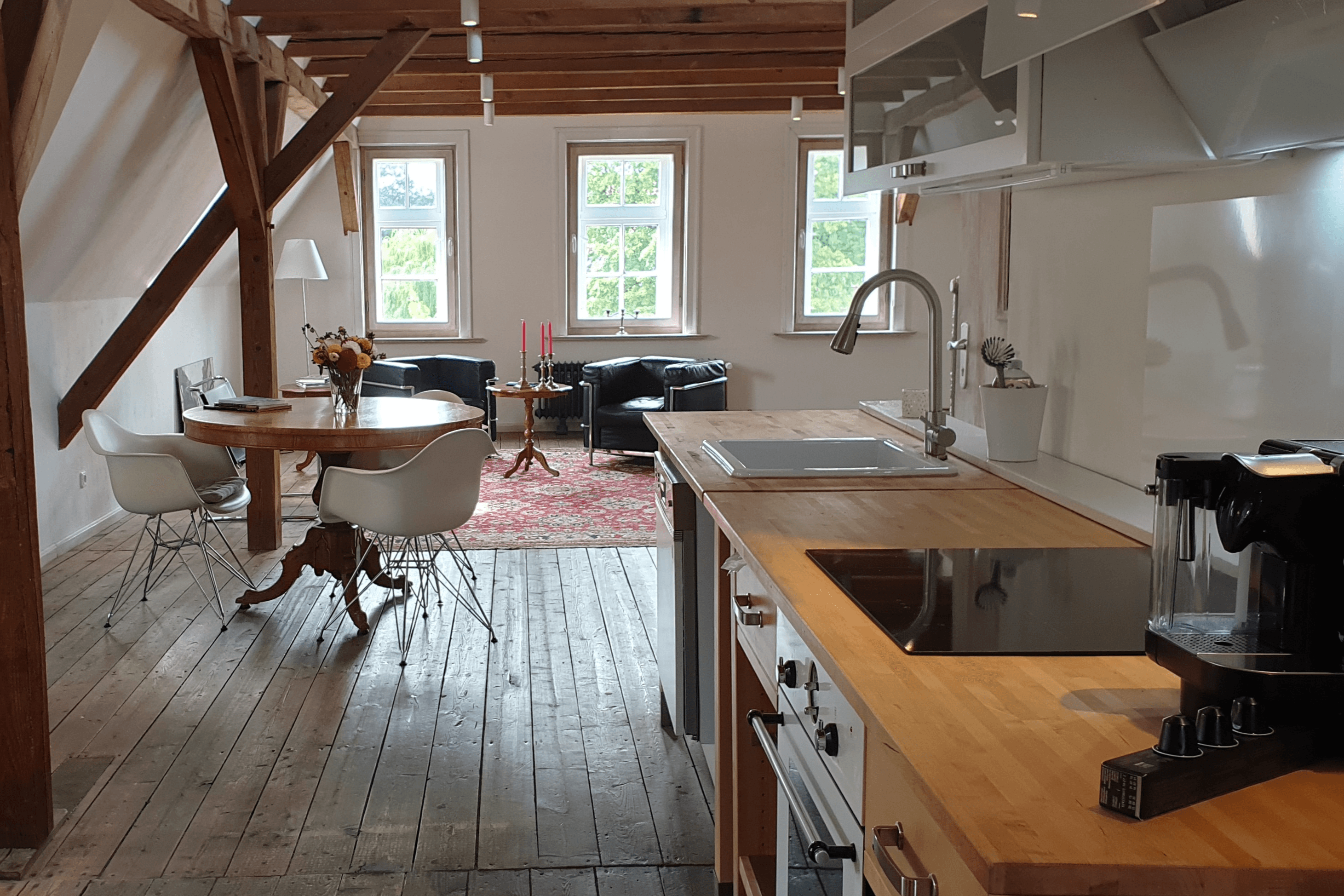 Wohnbereich in der Ferienwohnung Otto Haesler in Hermannsburg