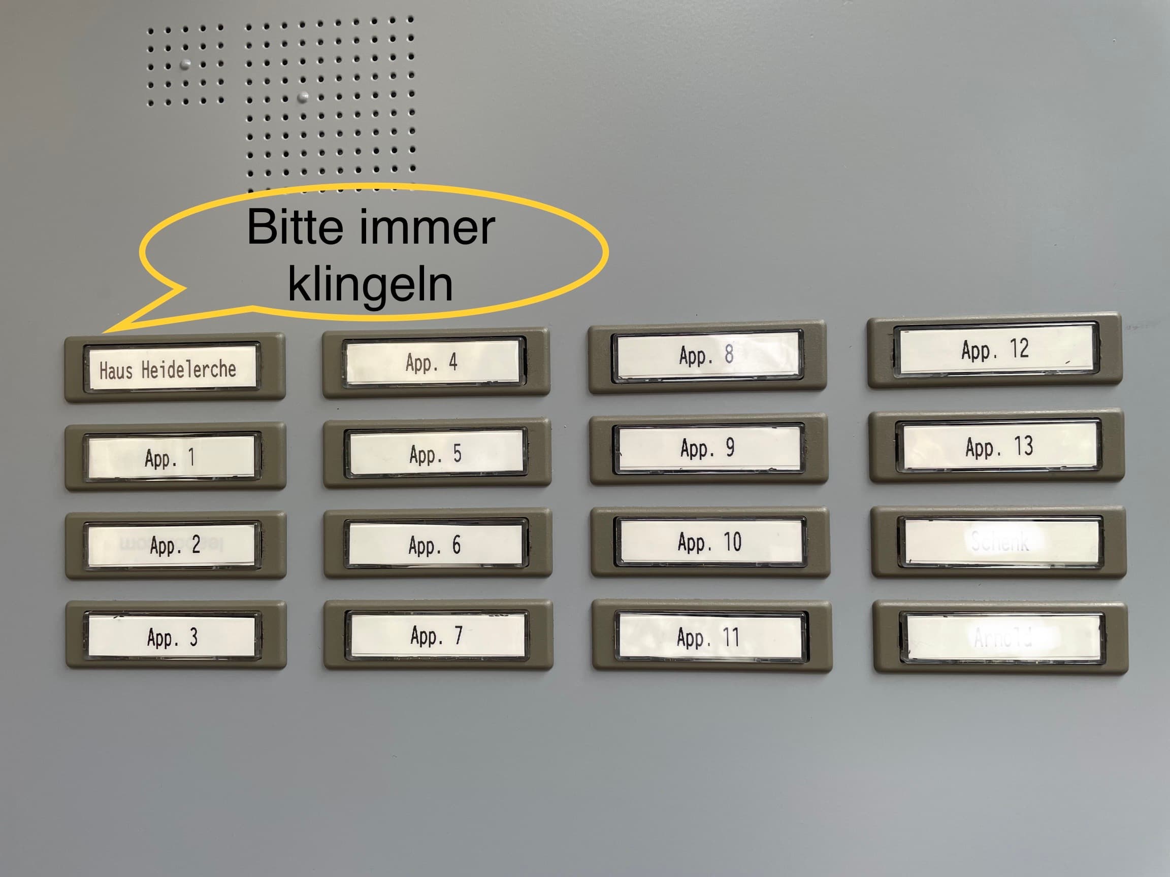 Klingel am Haus Heidelerche