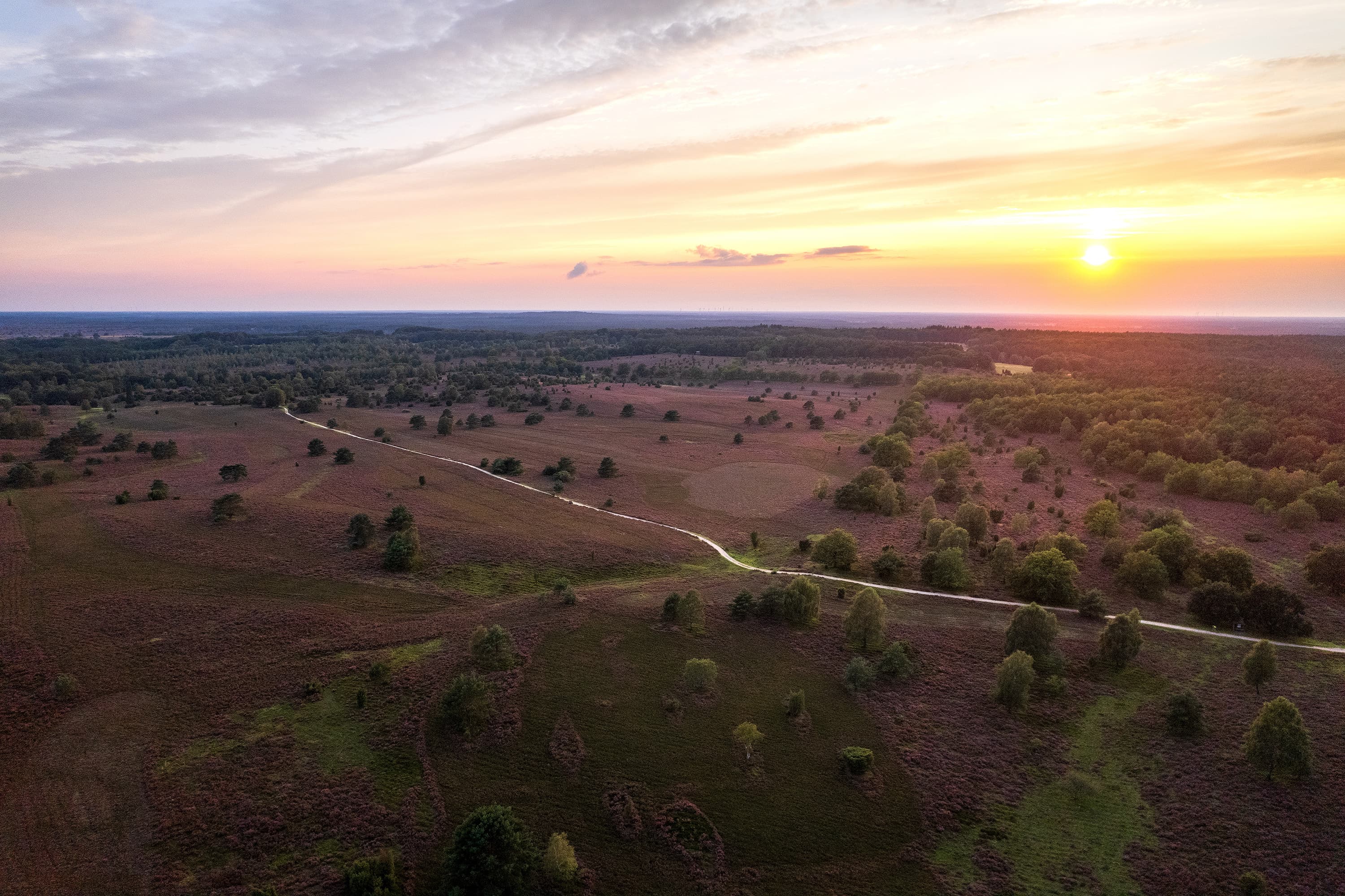 Wandern im Sonnenaufgang am Bolterberg