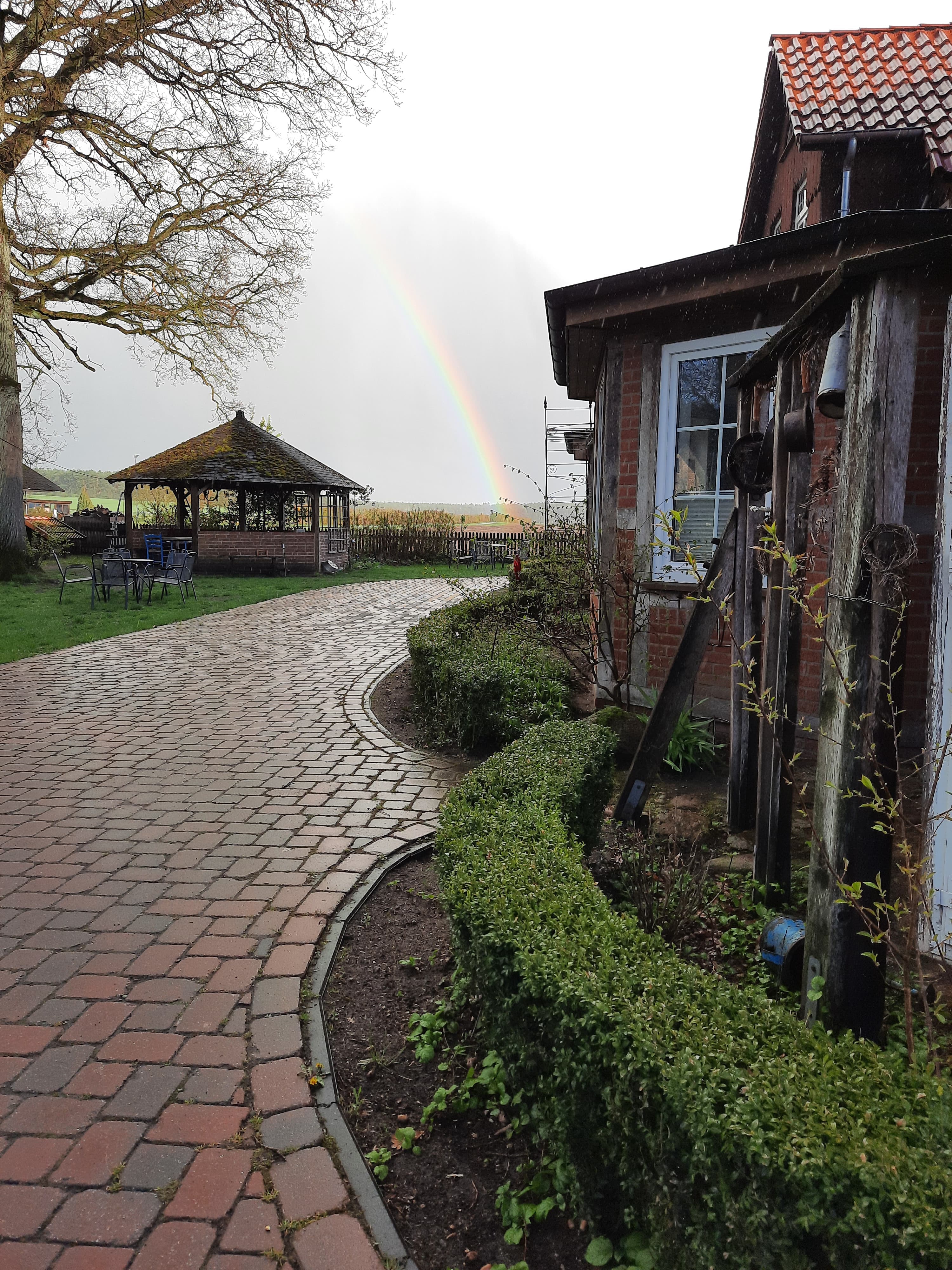 Pavillon vor dem Ferienhaus Ferienhof Meyer