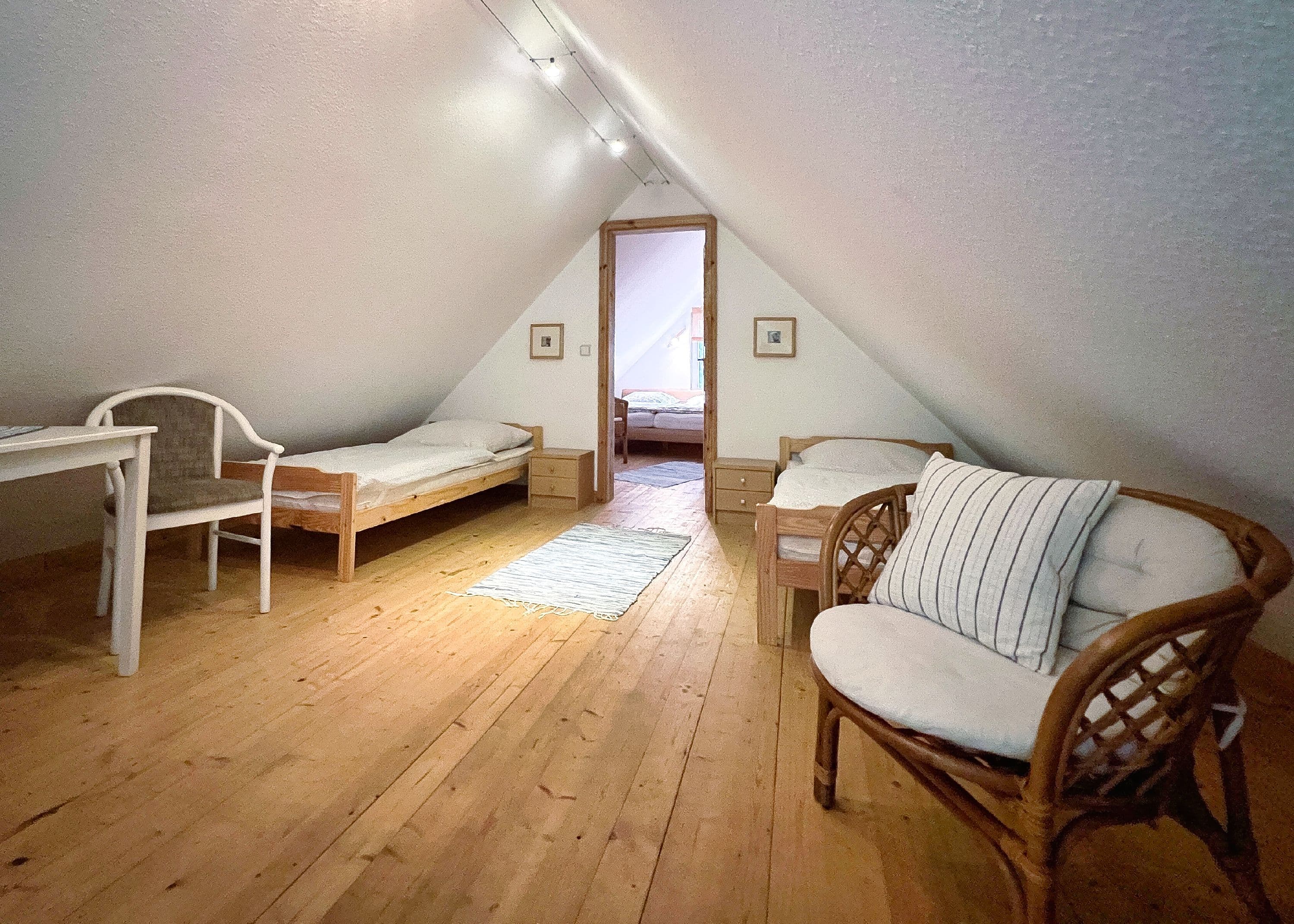 Schlafzimmer mit 2 Einzelbetten Ferienhaus Heesch südliche Lüneburger Heide