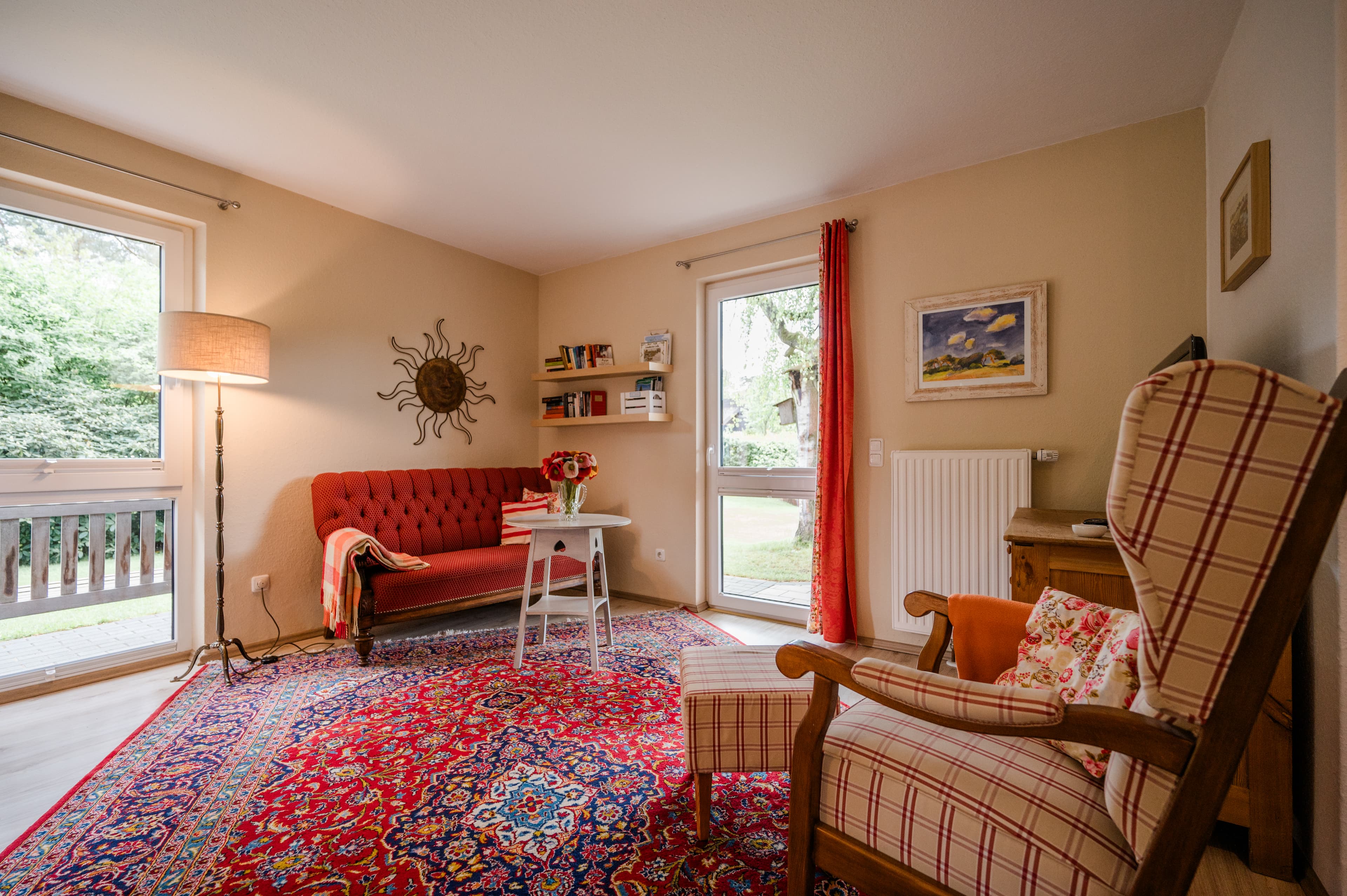 Blick von der Küche auf den Wohnbereich Ferienhaus Kühling Hermannsburg