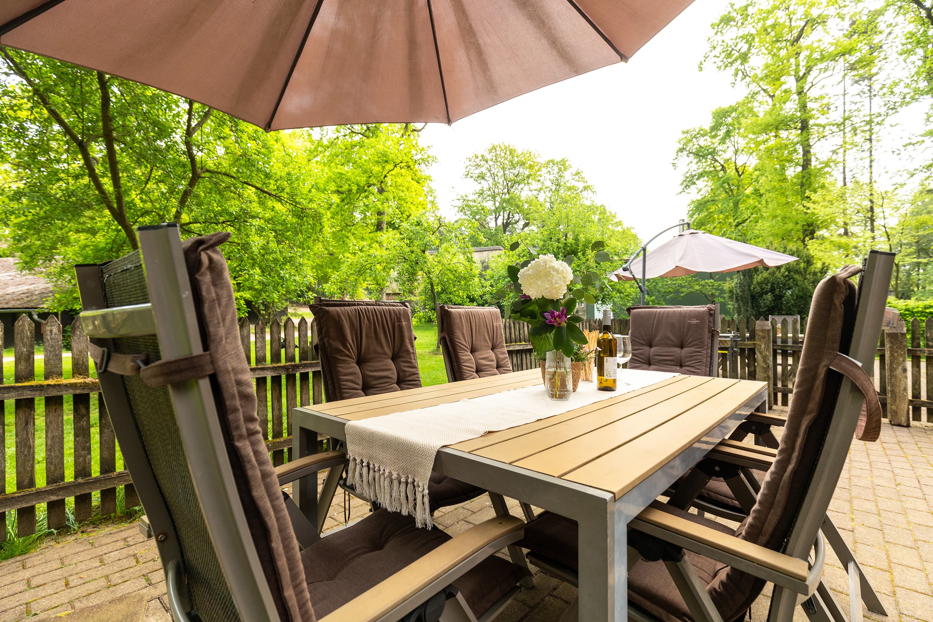 Terrasse der Ferienwohnung Twiesselmoor auf dem Hof Bockelmann in Bispingen Lüneburger Heide