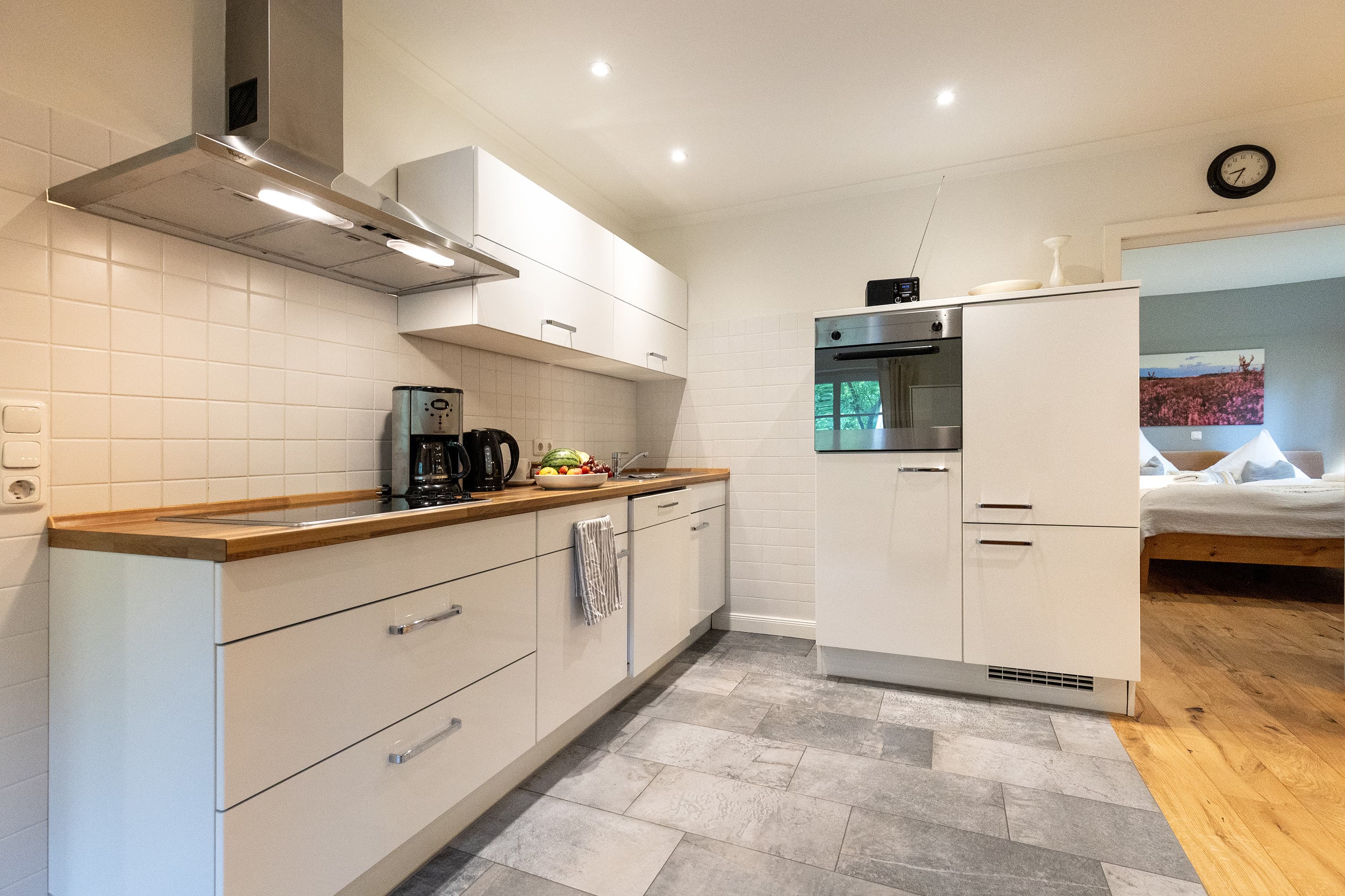 Küche in der Ferienwohnung Twiesselmoor auf dem Hof Bockelmann in Bispingen Lüneburger Heide