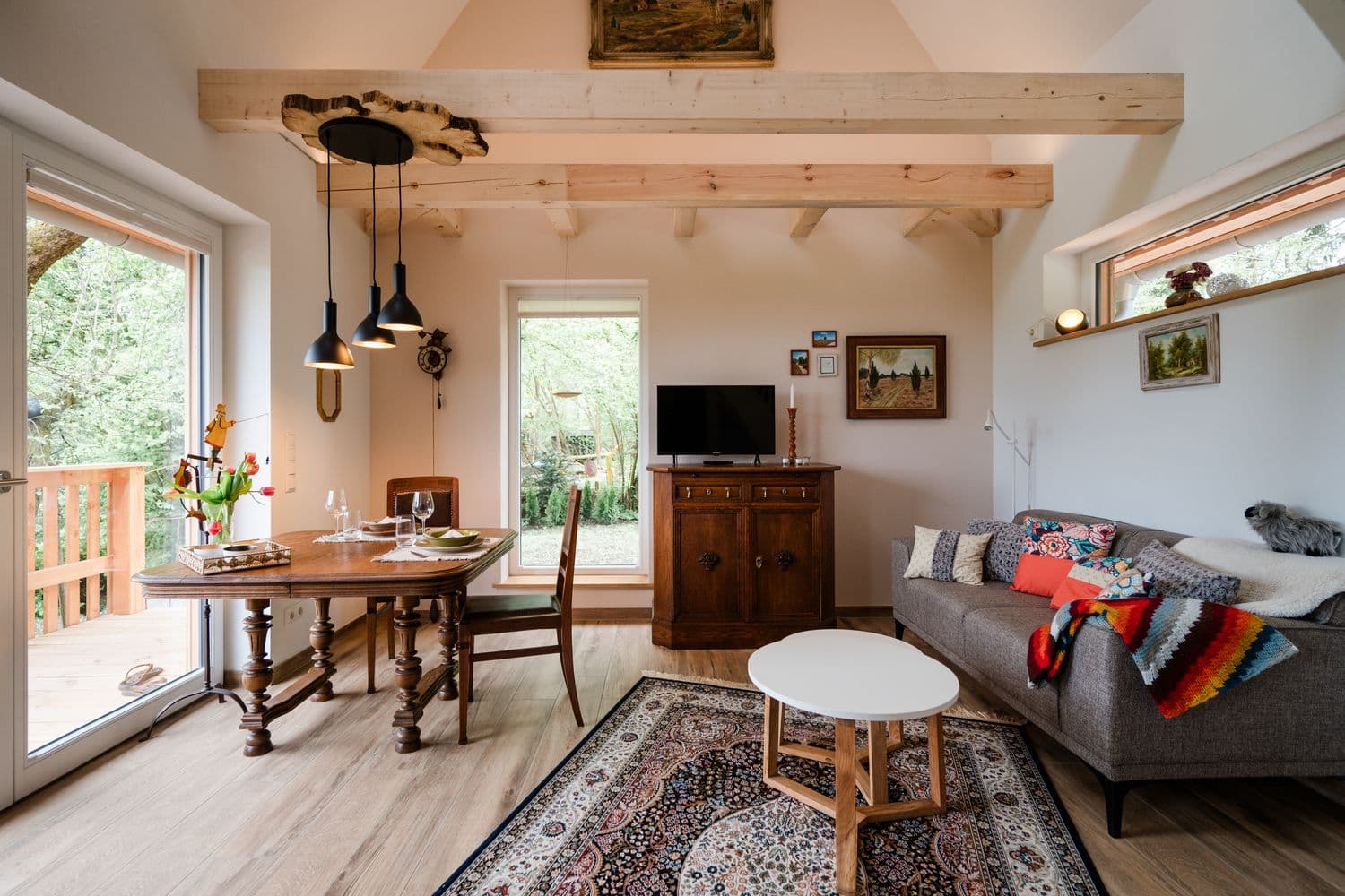 Blick in den Wohnbereich im Ferienhaus Oertzespeicher