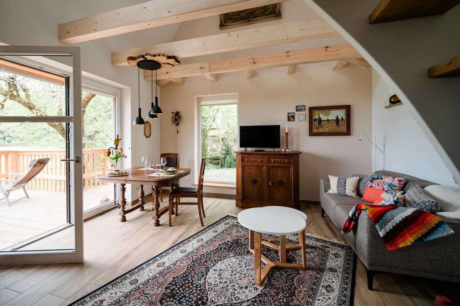 Blick in den Wohnbereich im Ferienhaus Oertzespeicher