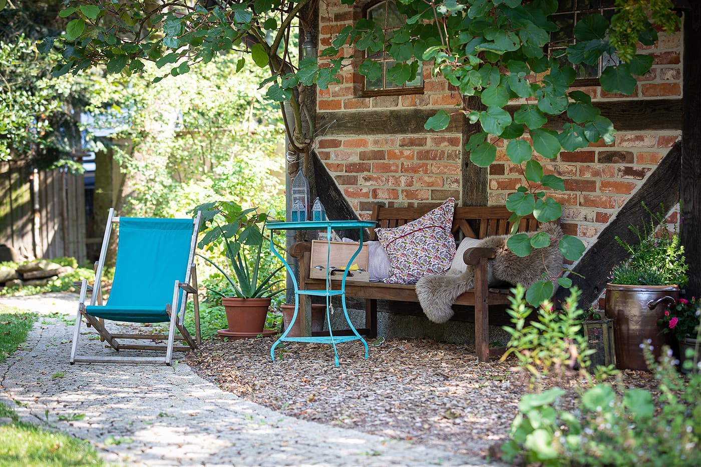 Sitzplatz an der Boulebahn Ferienwohnung Wildblume