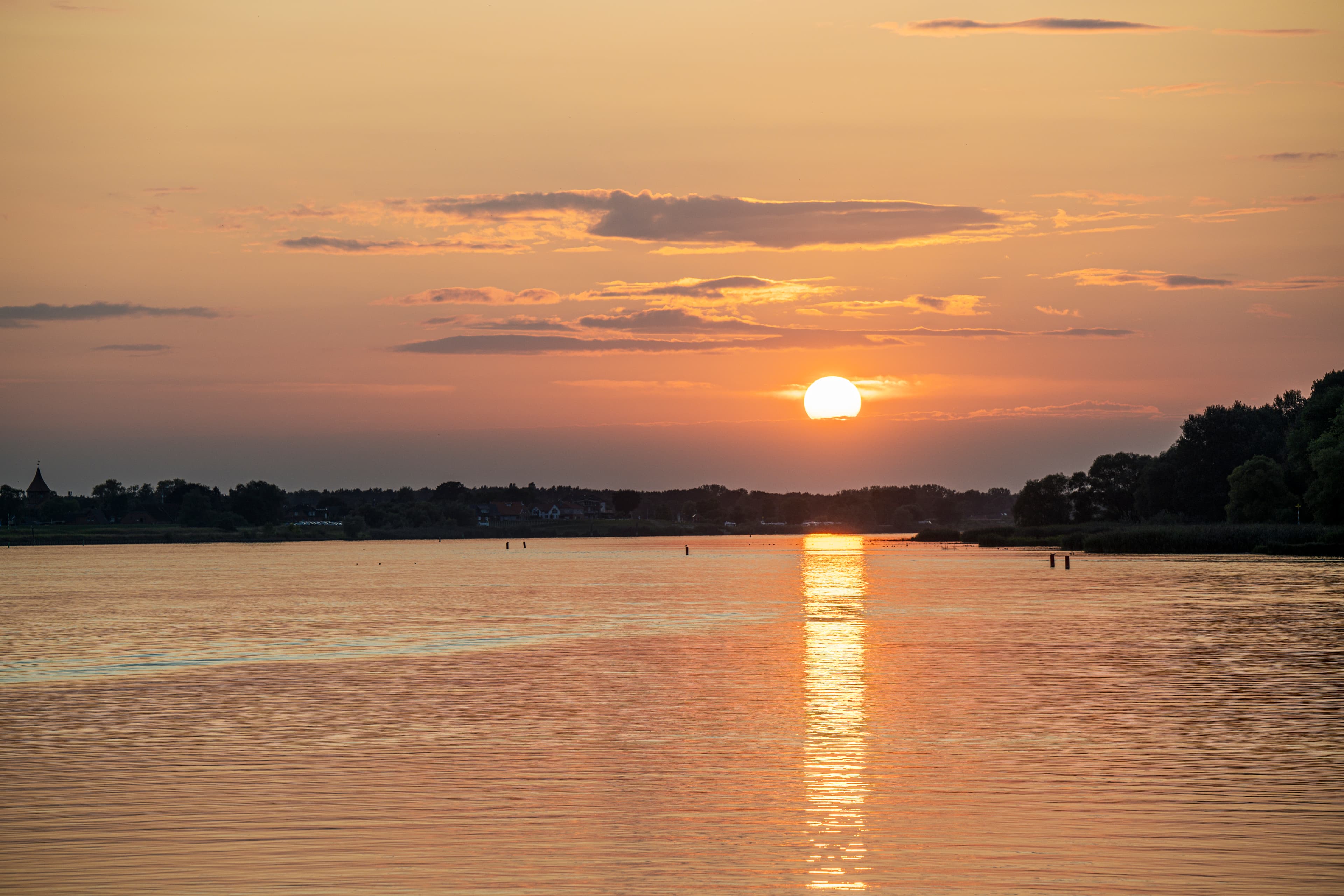 Sonnenuntergang vom Fahrgastschiff Lüneburger Heide
