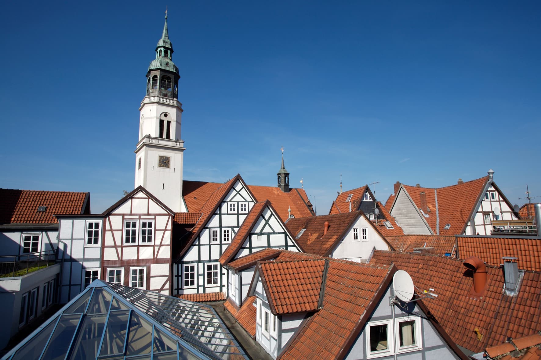 Der Kirchturm der Stadtkirche in Celle