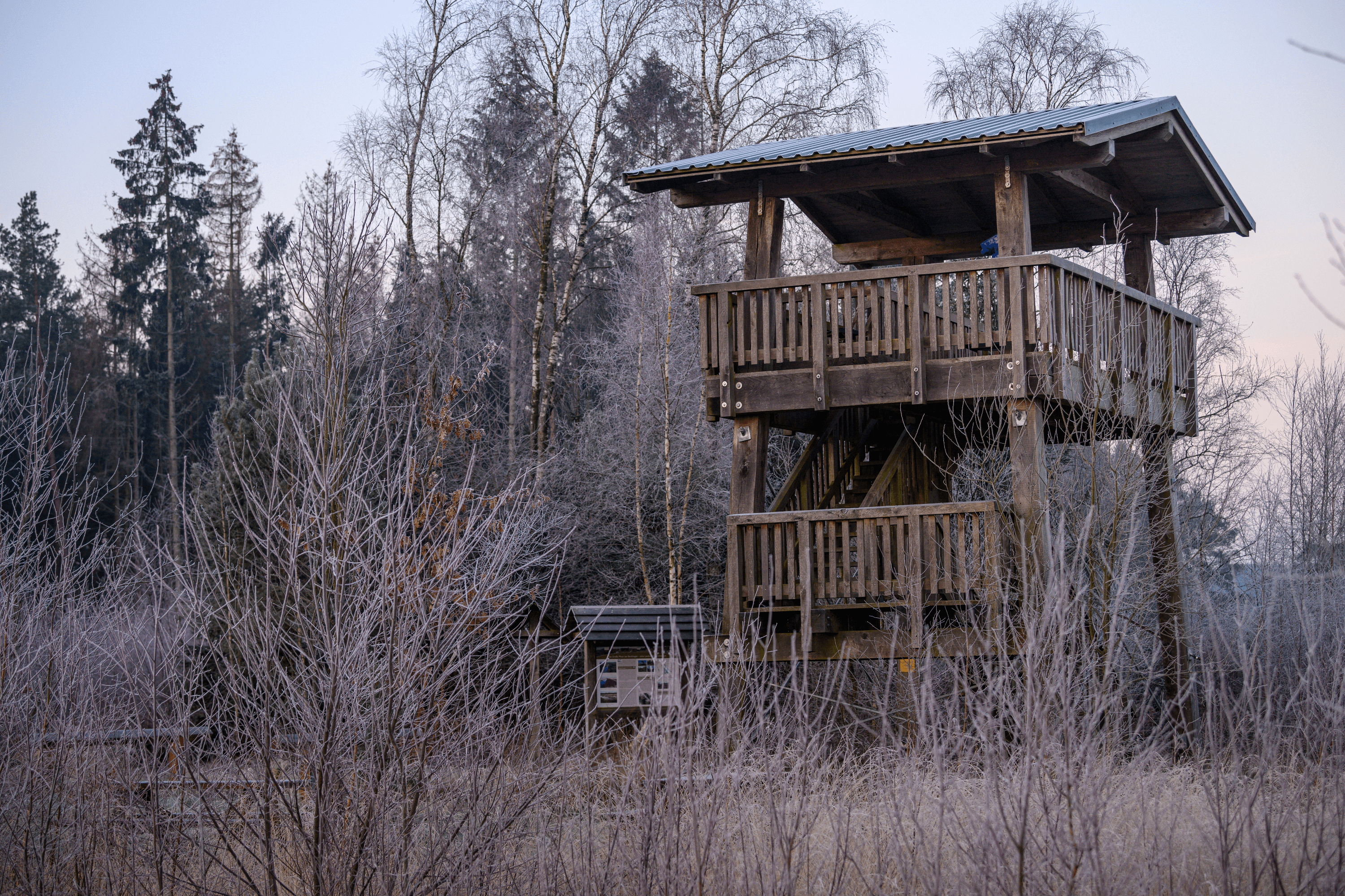 Aussichtsturm im Becklinger Moor im Winter