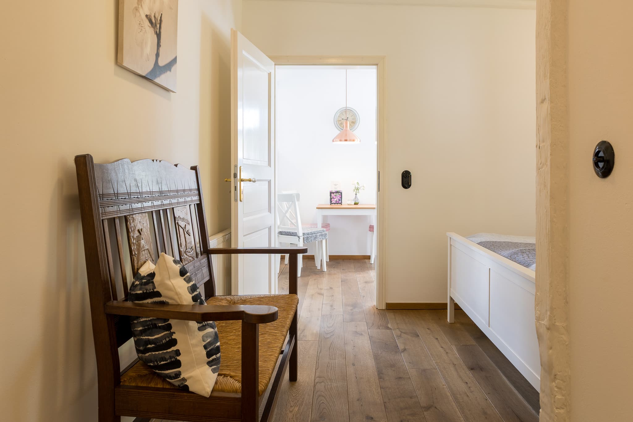 Blick in den Flur der Ferienwohnung Kaminzimmer in Müden