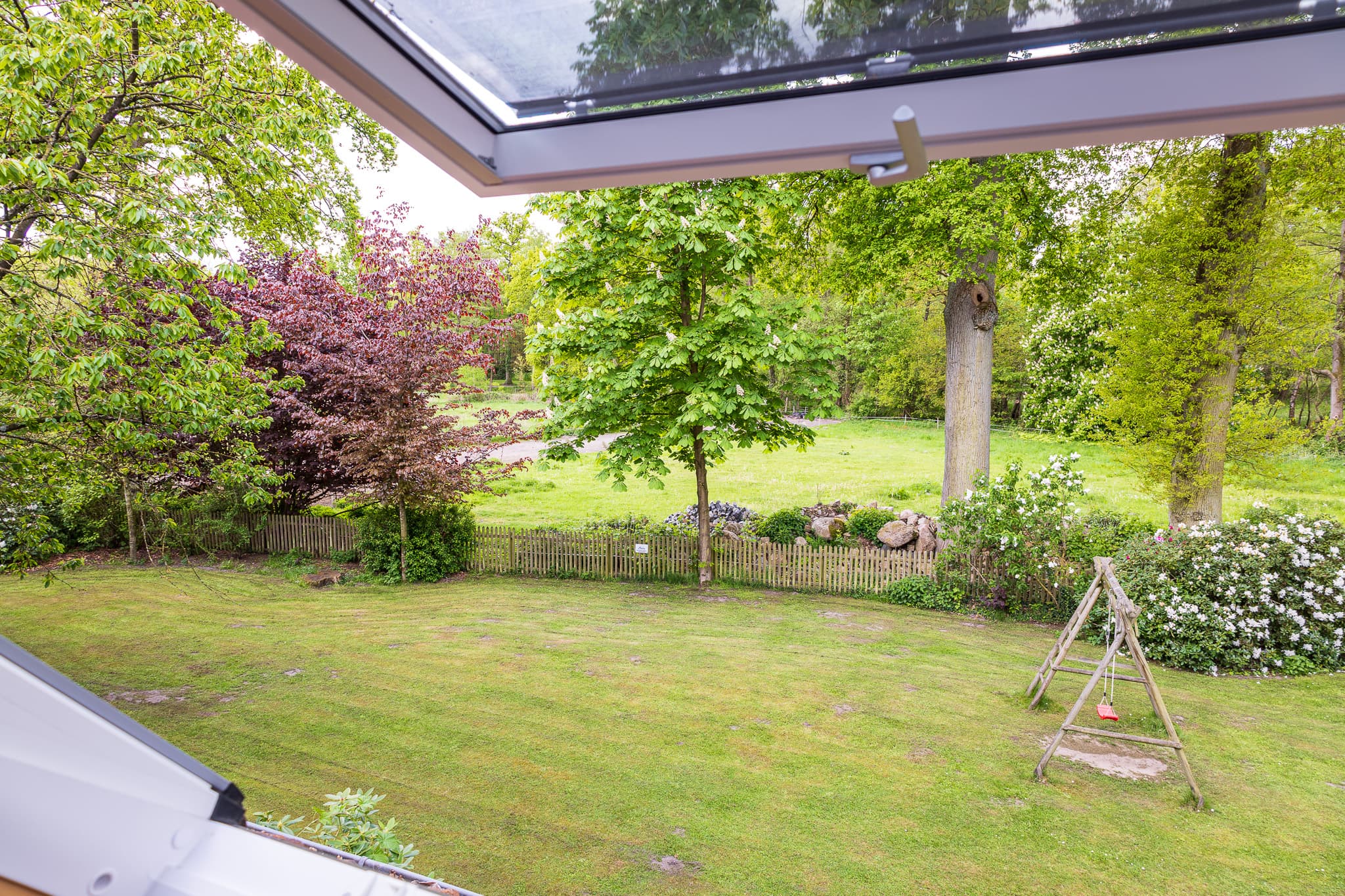 Blick aus dem Fenster der Ferienwohnung Heuboden in Müden