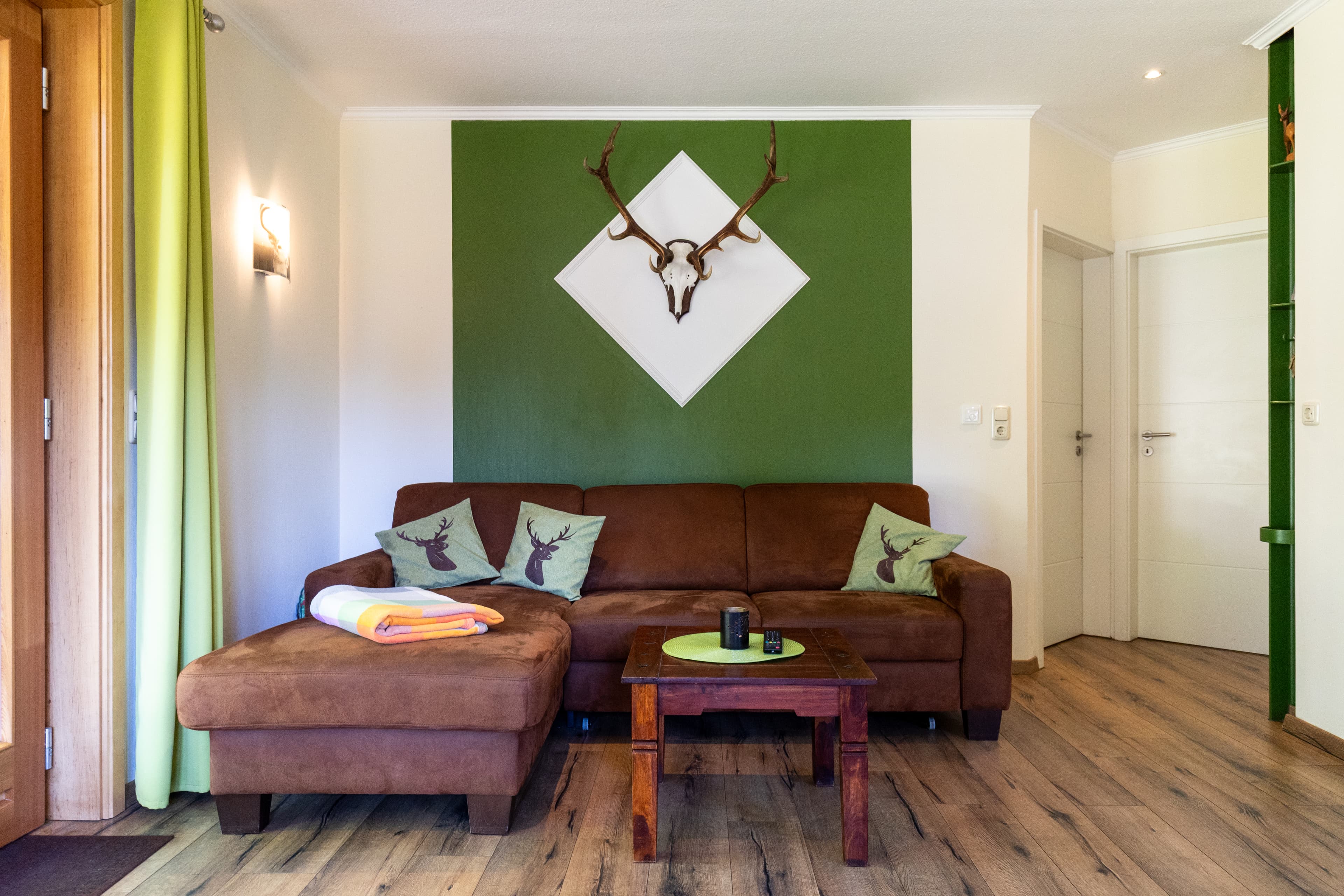 Wohnzimmer in dem Ferienhaus auf Hof Ehlers bei Bergen