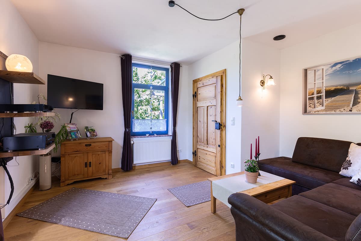 Wohnzimmer der Ferienwohnung Heide-Shakti in Hermannsburg