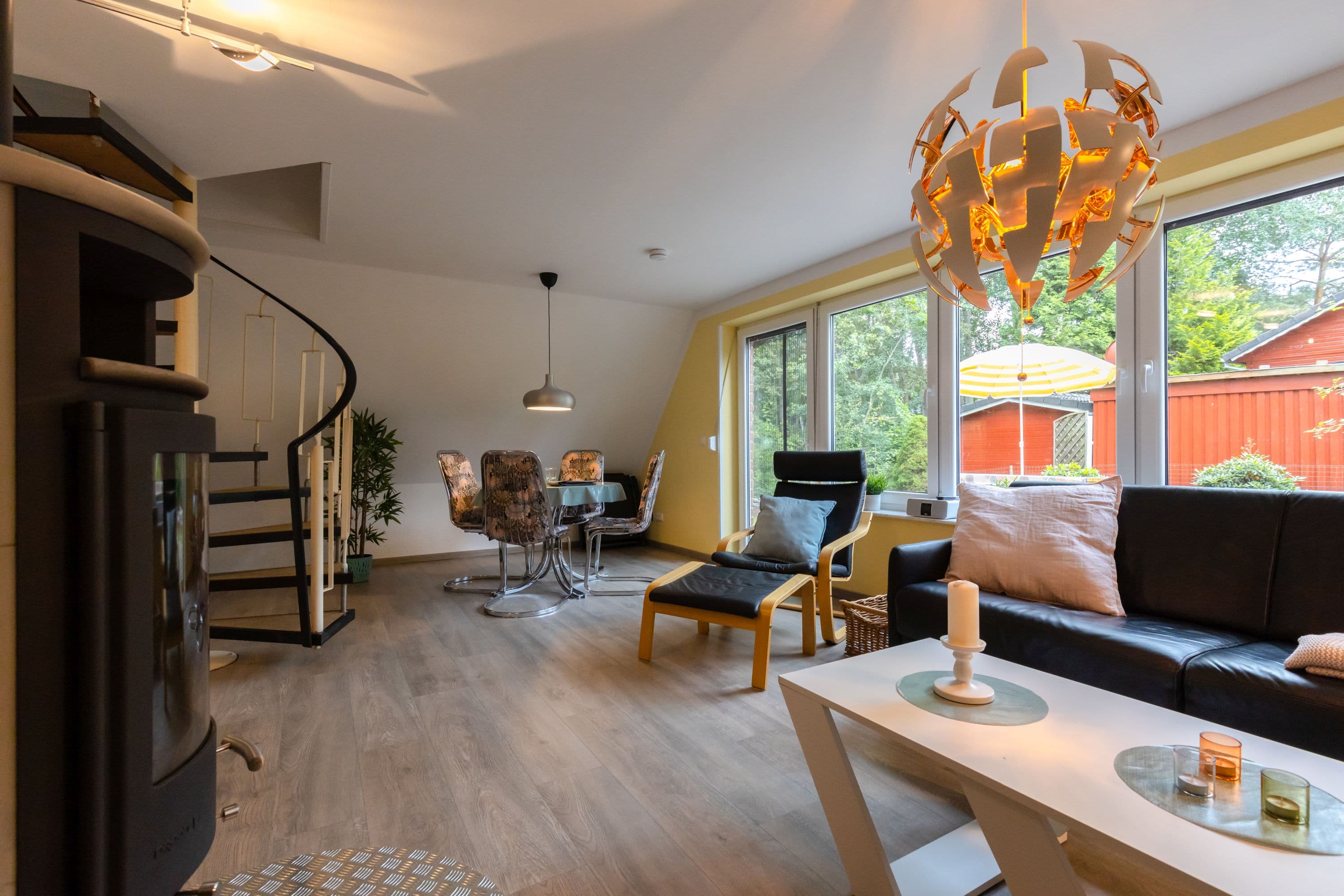 Wohnzimmer in dem Ferienhaus am See bei Hermannsburg