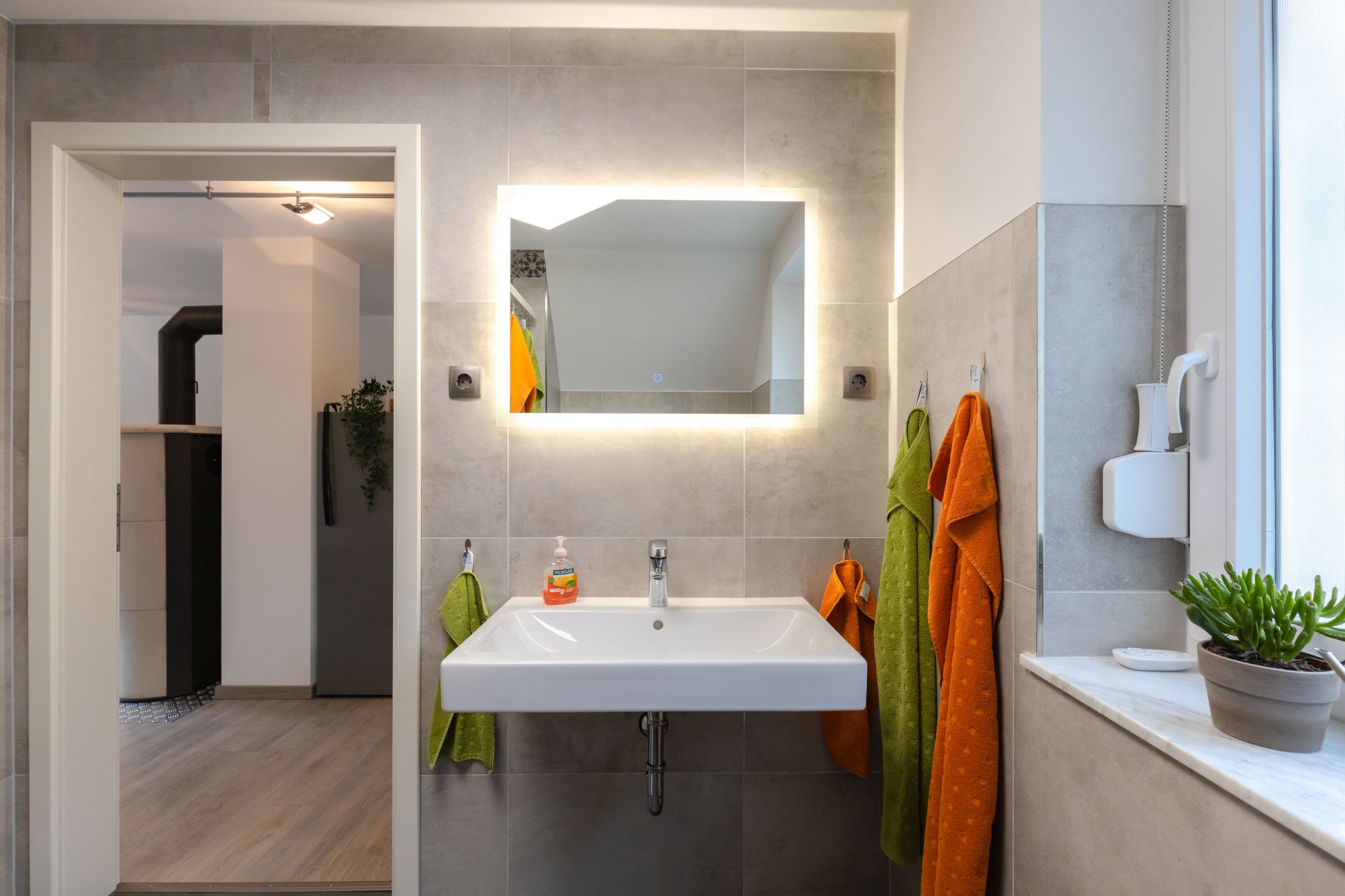 Badezimmer in dem Ferienhaus am See bei Hermannsburg