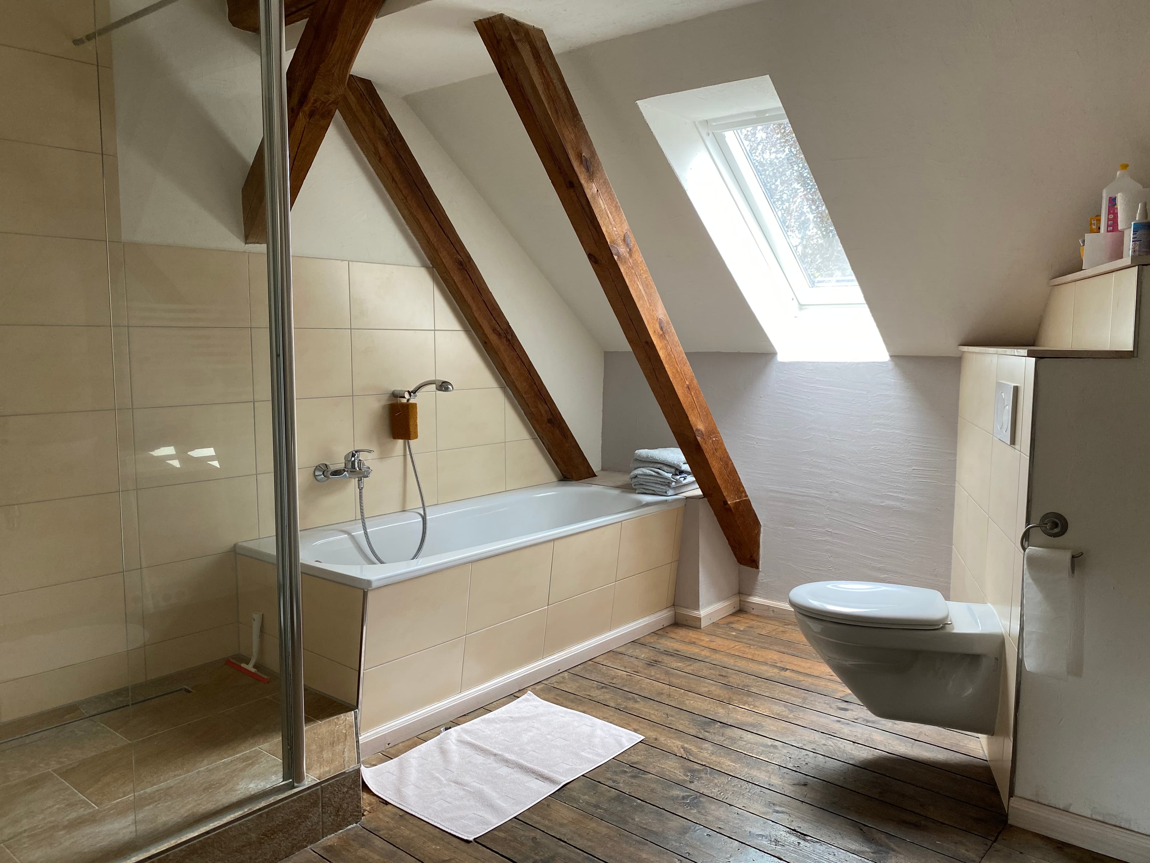 Badezimmer in der Ferienwohnung Otto Haesler in Hermannsburg