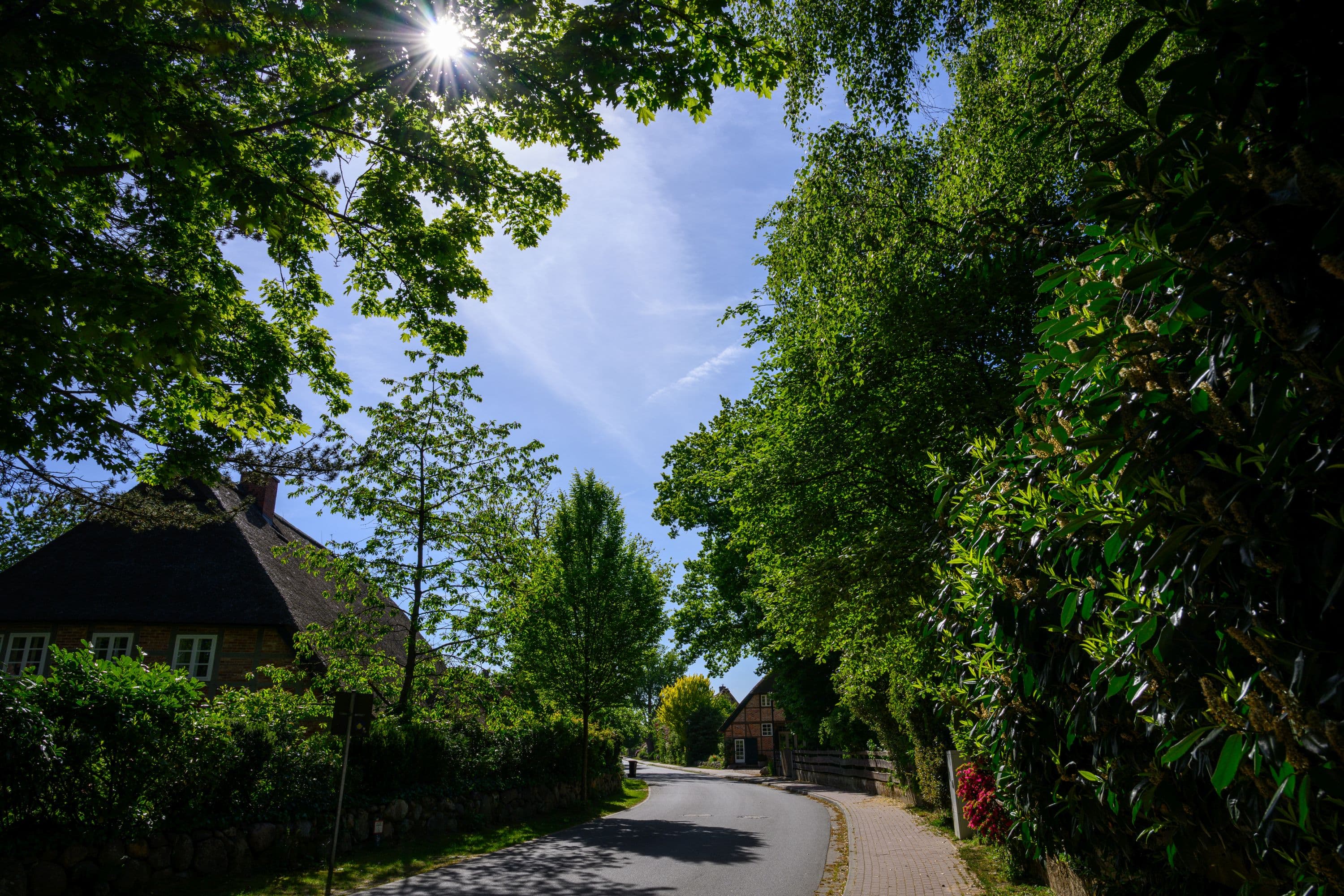 Sonnenschein über Egestorf in der Lüneburger Heide über dem Ort