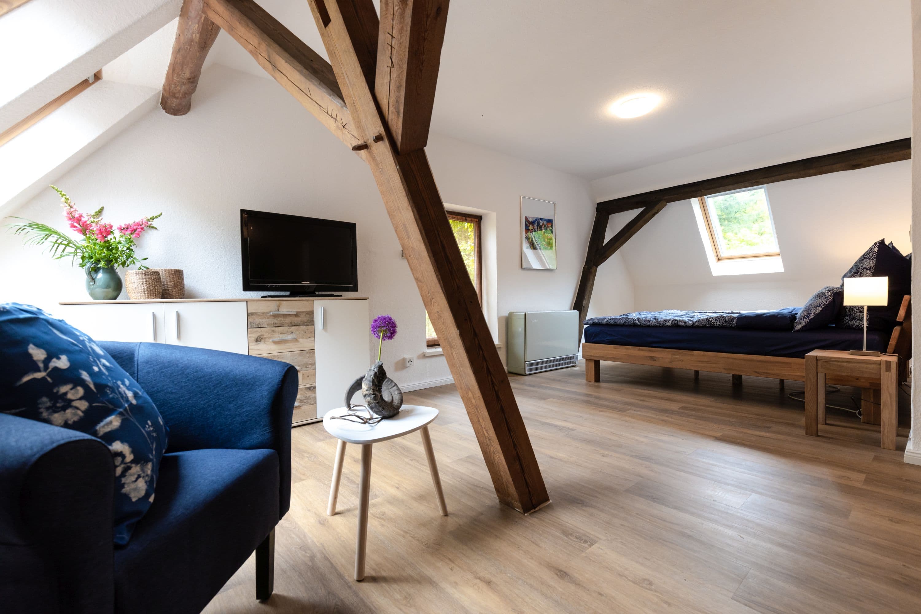 Schlafzimmer in dem Ferienhaus Heidschnuckenhof Niederohe