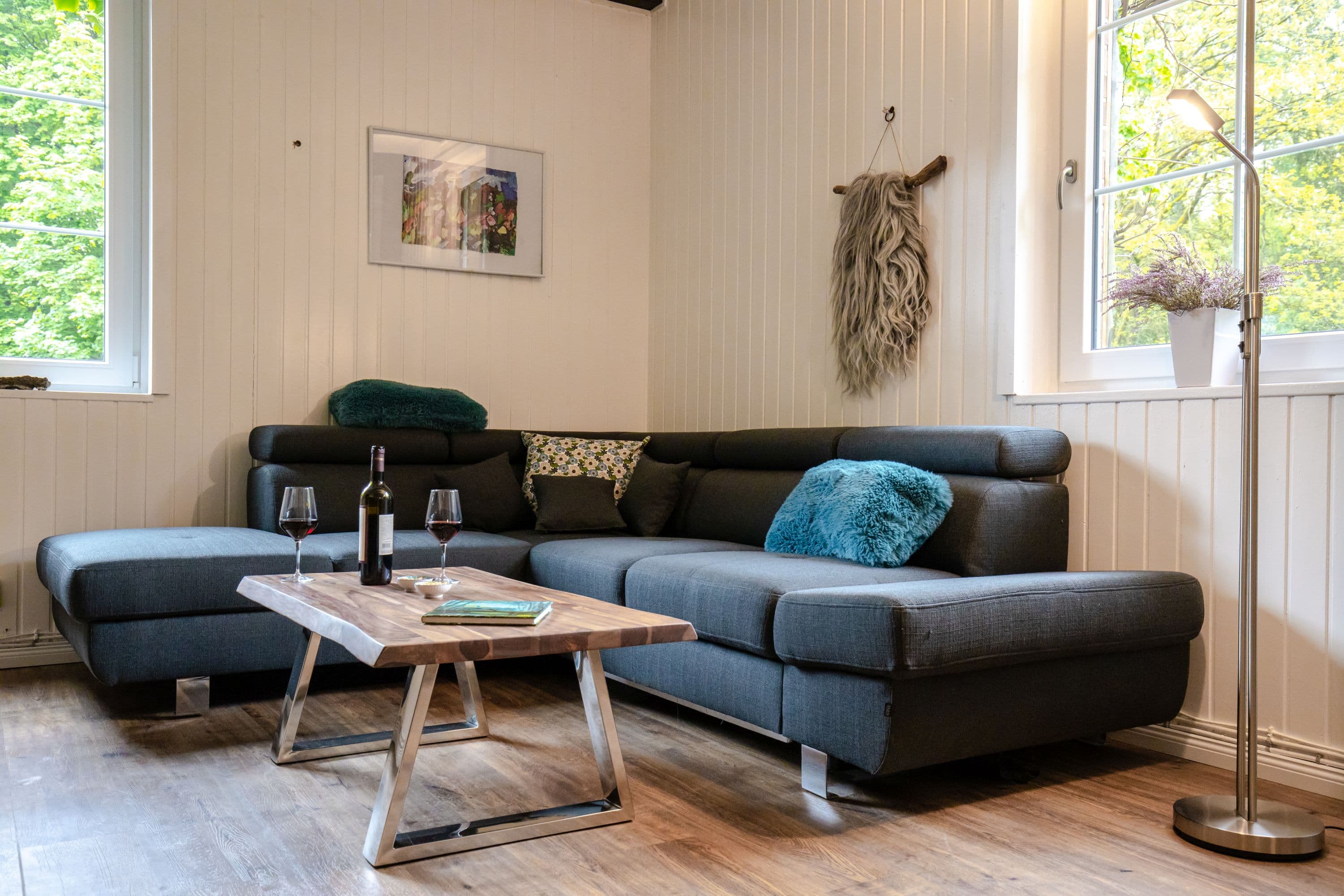 Wohnzimmer in dem Ferienhaus Heidschnuckenhof Niederohe Faßberg