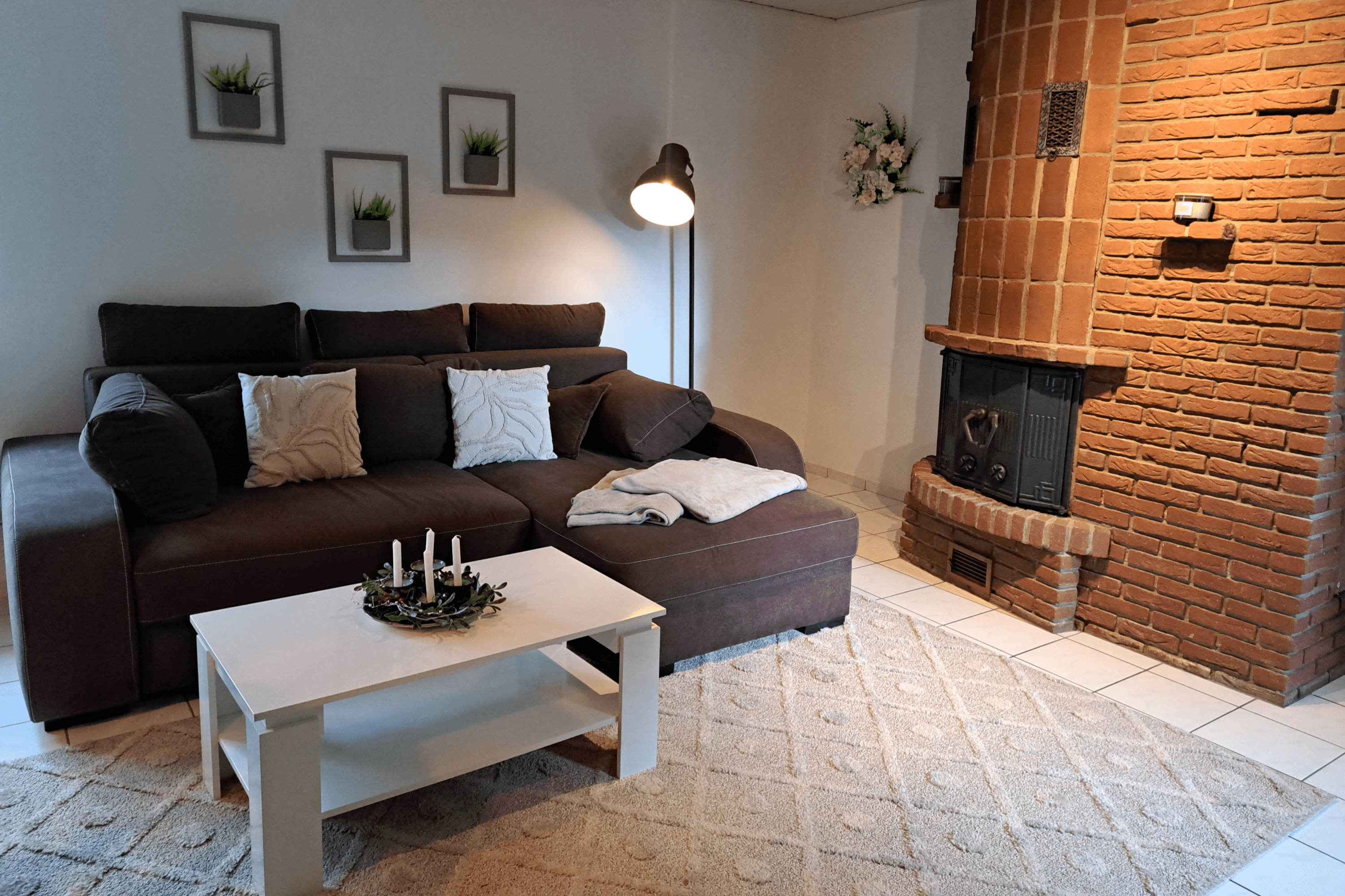 Wohnzimmer in dem Ferienhaus am Heidschnuckenweg