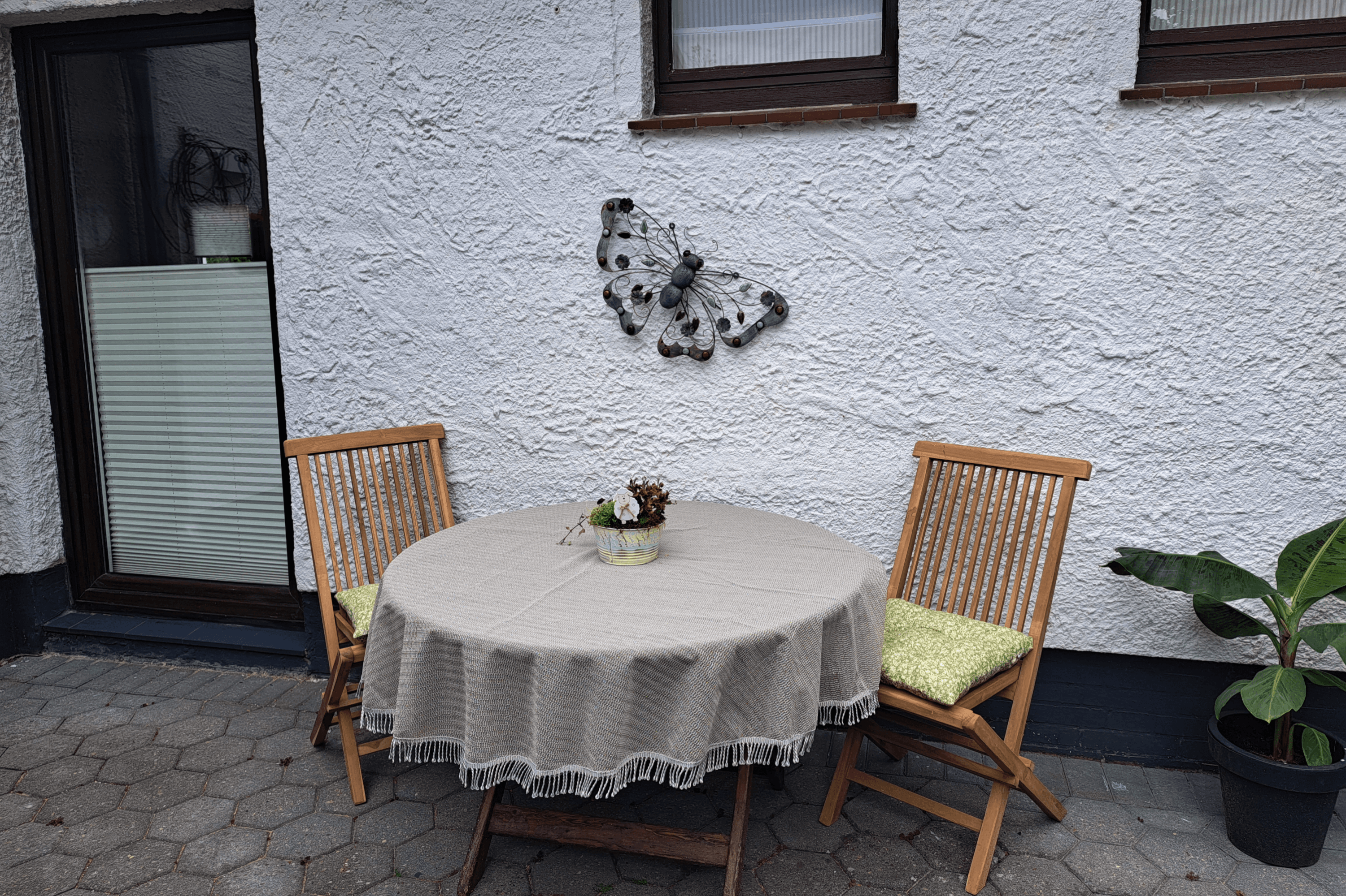 Terrasse an dem Ferienhaus am Heidschnuckenweg Faßberg