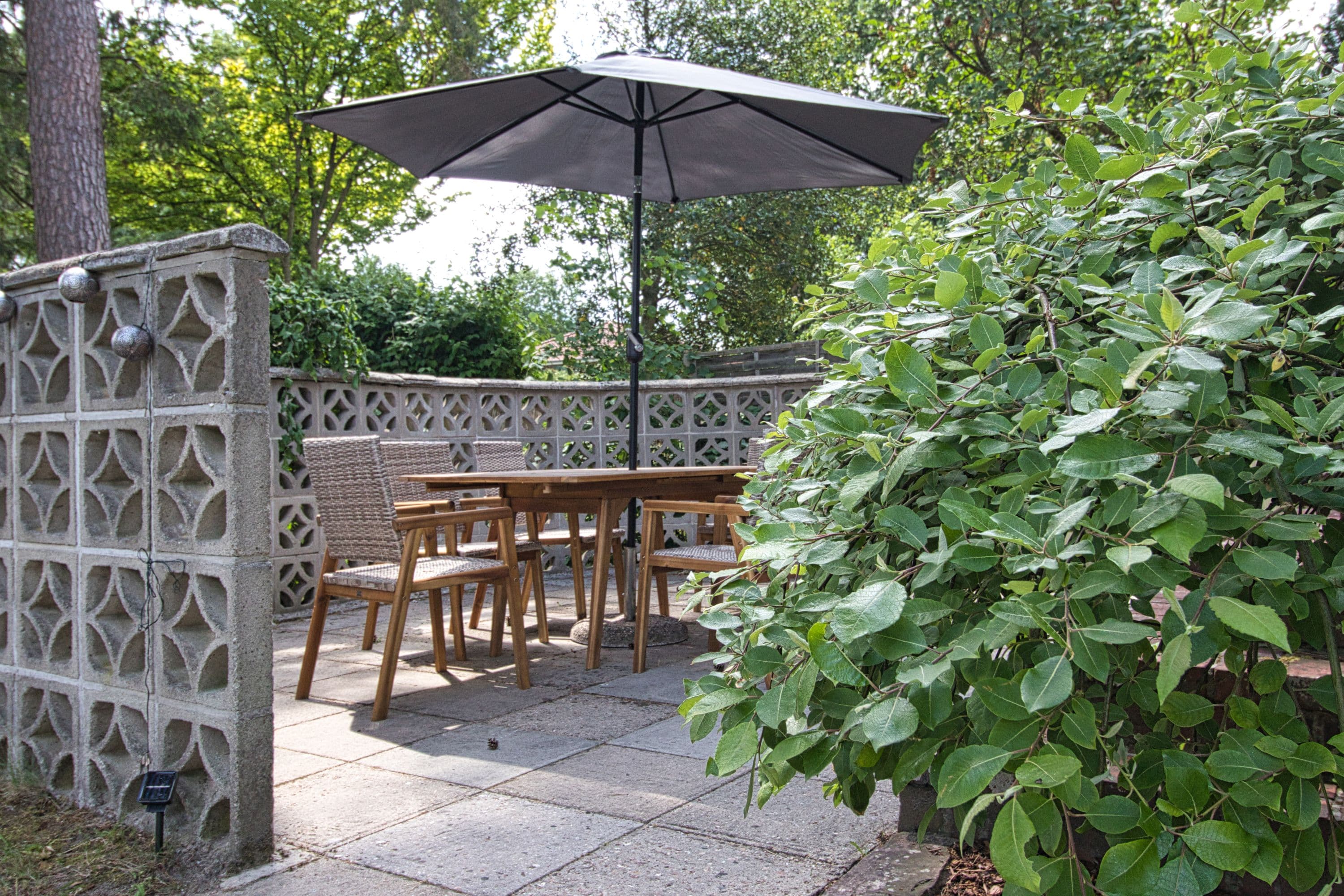 Terrasse am Ferienhaus Haas am Heidschnuckenweg Faßberg