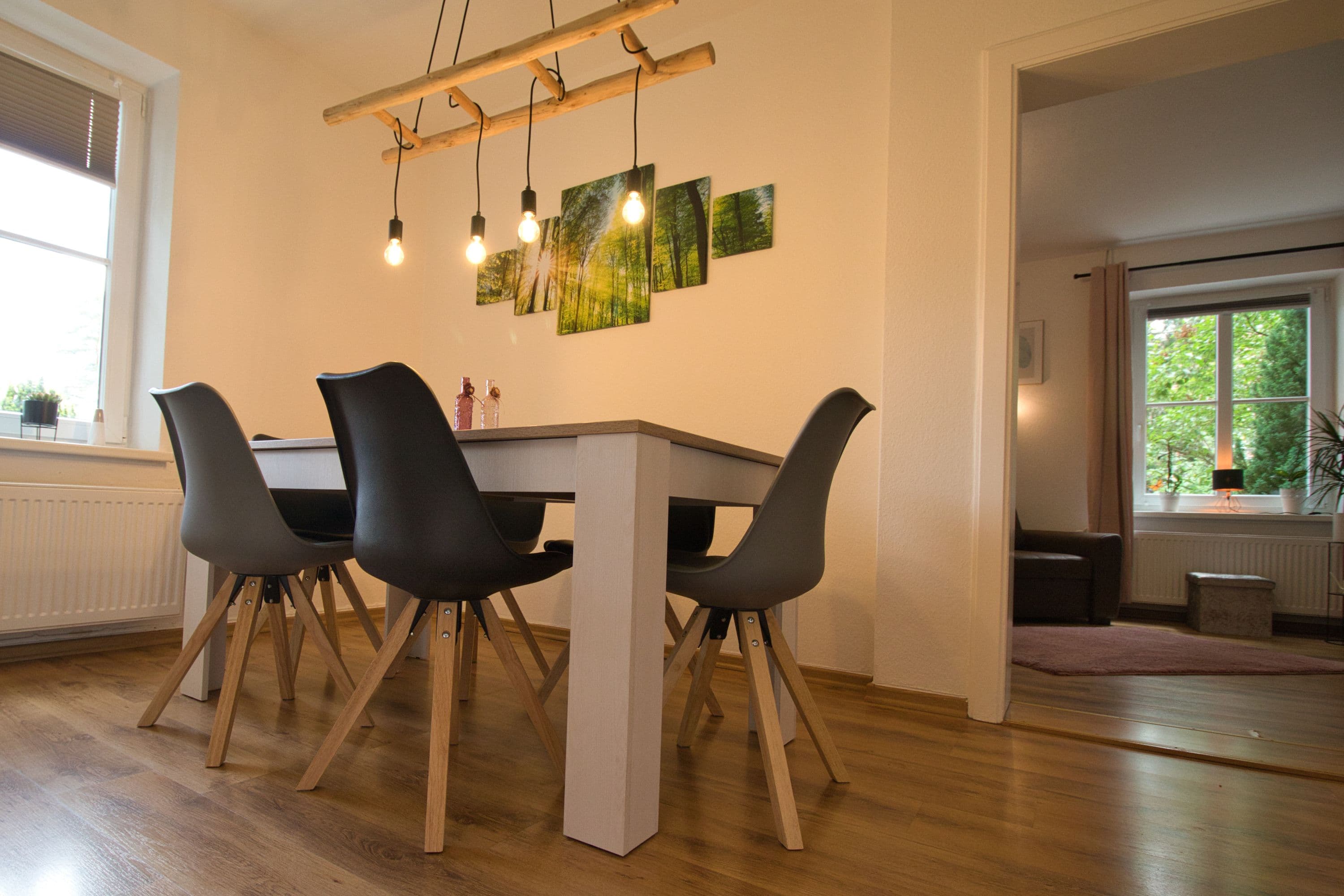 Esszimmer in dem Ferienhaus Haas am Heidschnuckenweg Faßberg