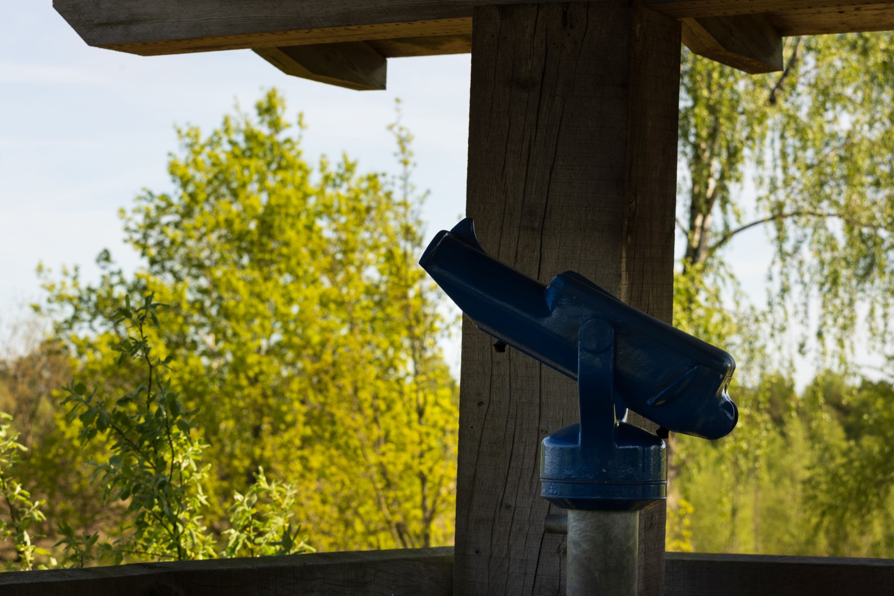 Fernglas auf dem Aussichtsturm im Becklinger Moor bei Bergen
