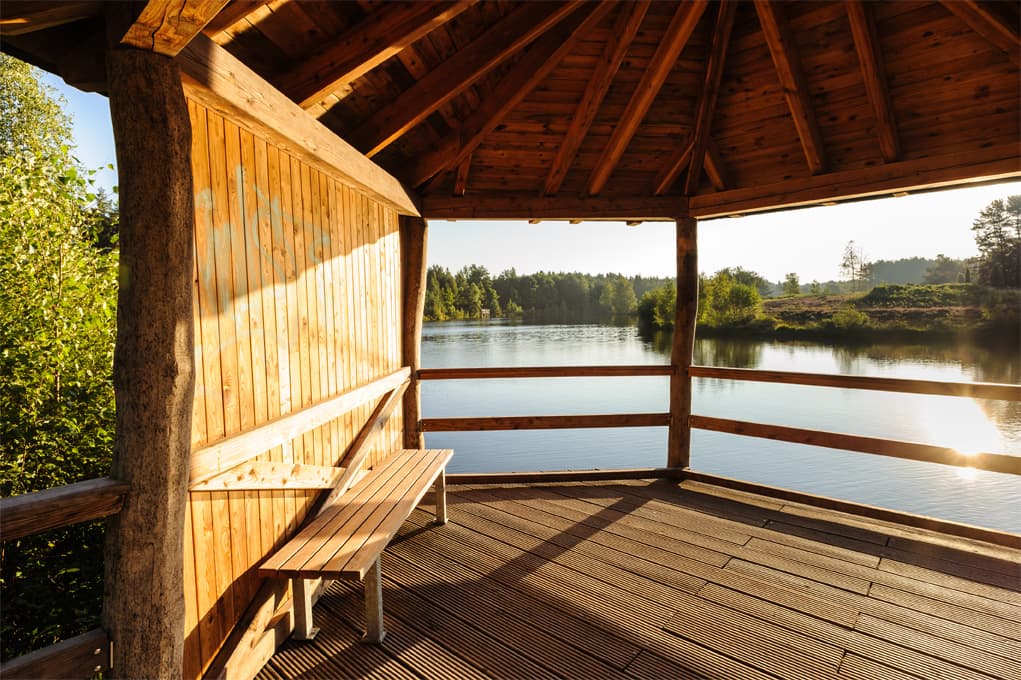 Angelbecksteich, Hermannsburg Pavillion Rastplatz Heidschnuckenweg Wandern