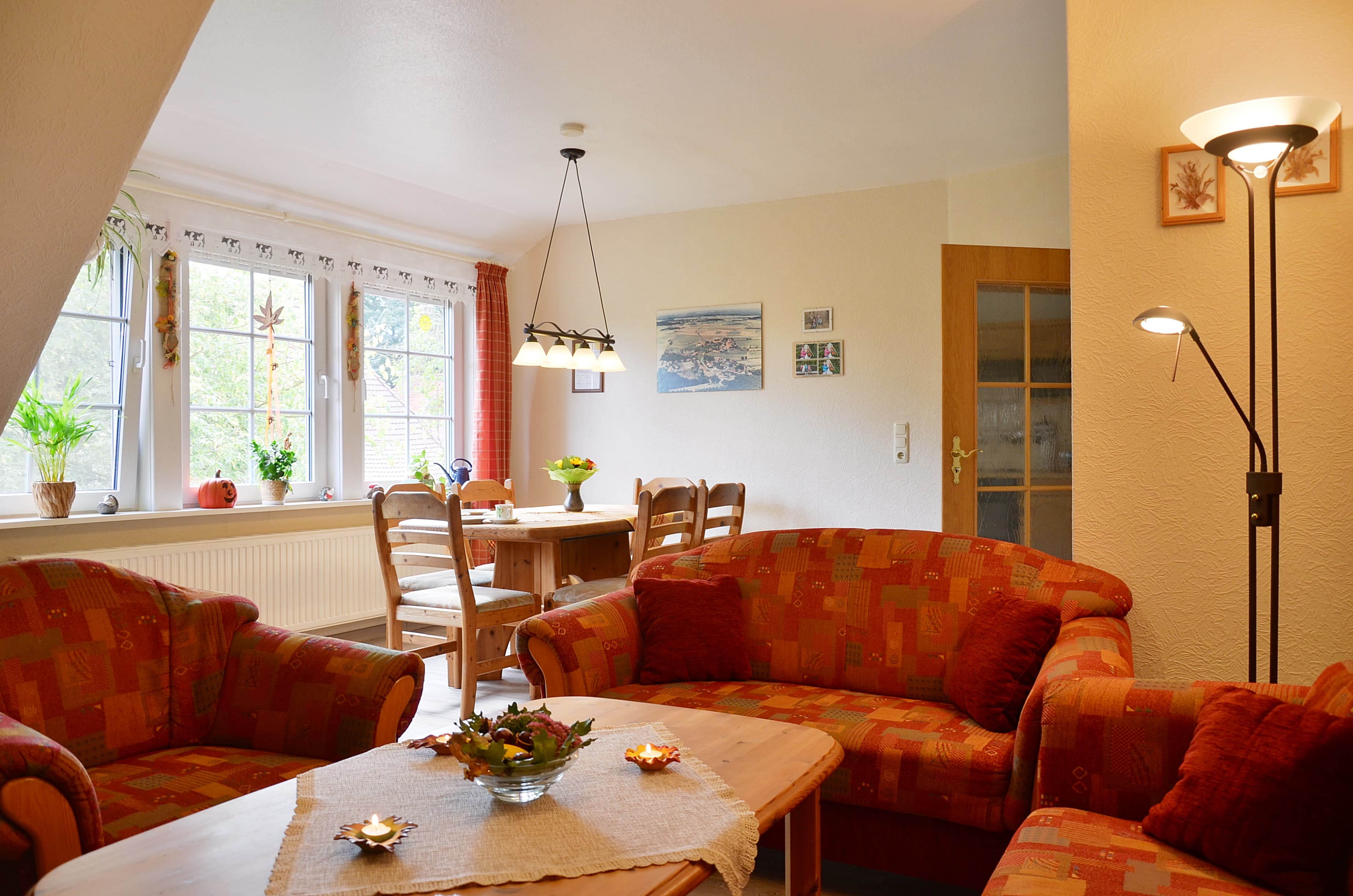 Wohnzimmer auf dem Ferienhof Fegebank in Grethem