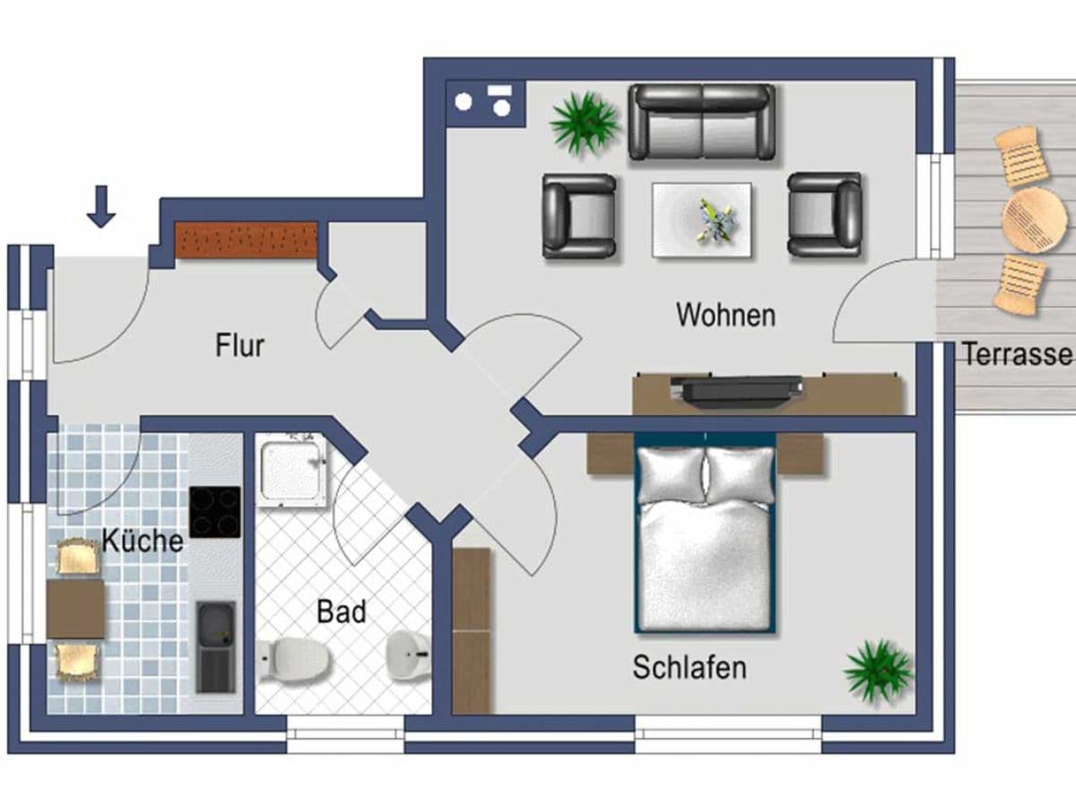 Grundriss der Ferienwohnung Heuer in Ebstorf