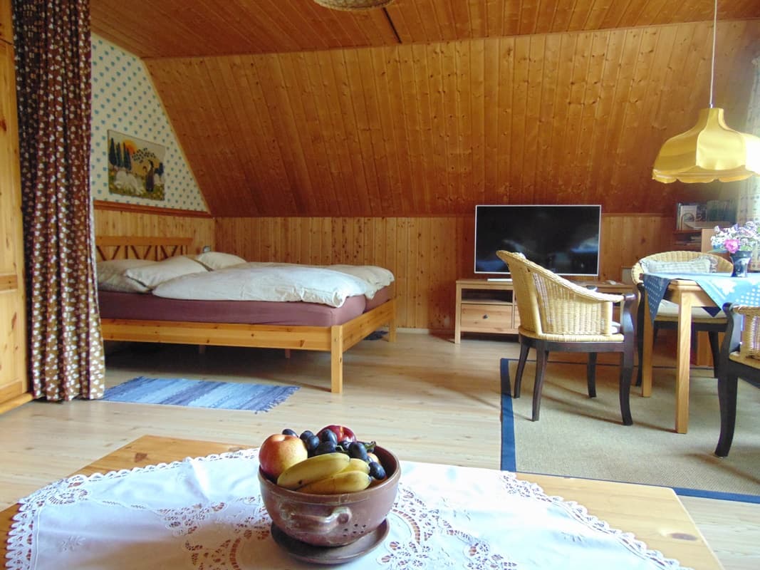 Schlafbereich in der Ferienwohnung Haus Heckenrose in Undeloh