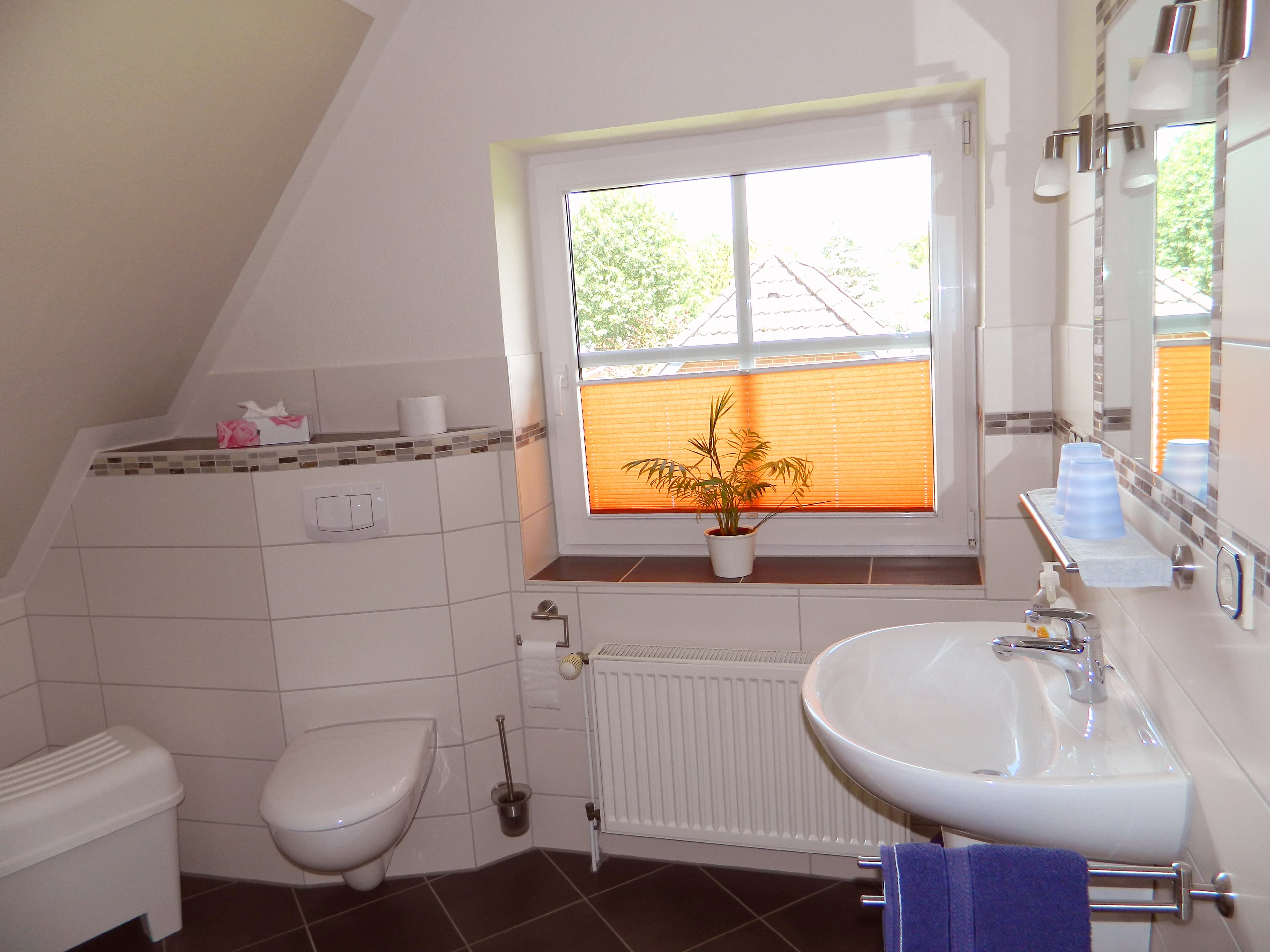 Das Badezimmer in der Ferienwohnung Heidegeist in Neuenkirchen