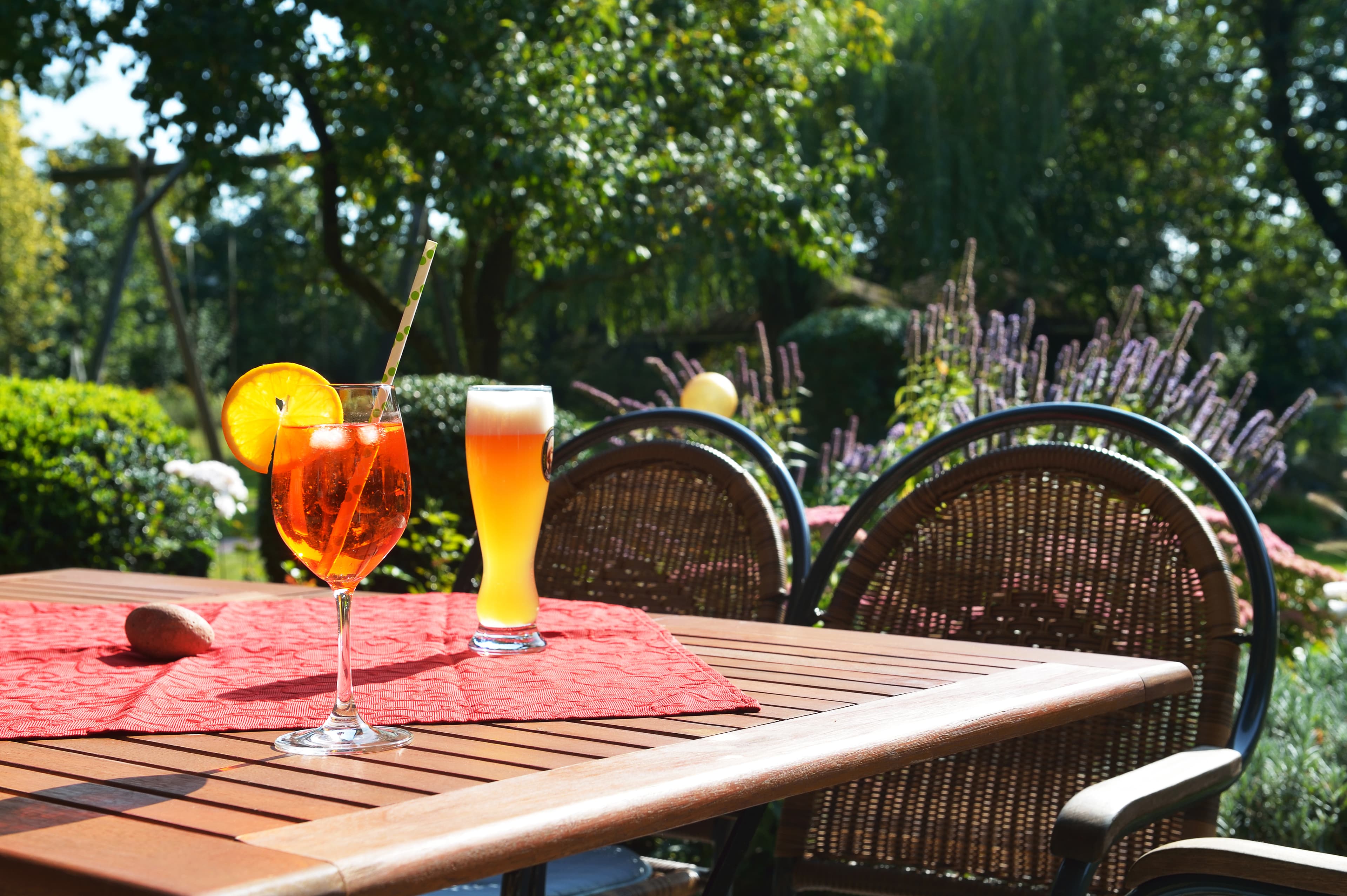Aperitif auf der Terrasse des Hotels Allerhof in Frankenfeld