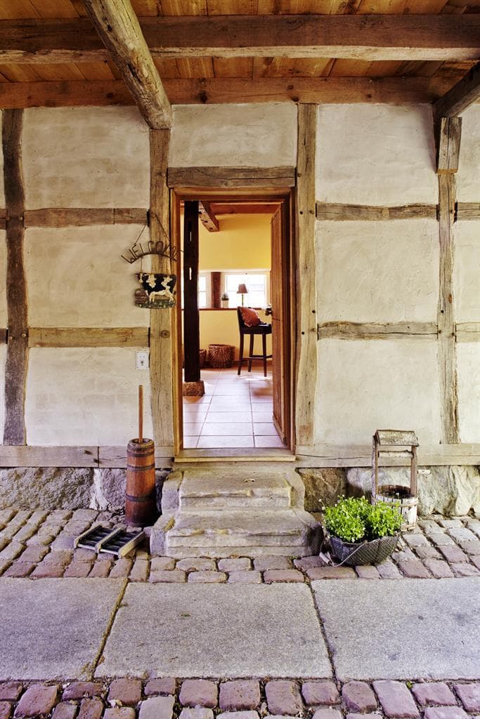 Eingang des kleinen Ferienhauses in Neuenkirchen