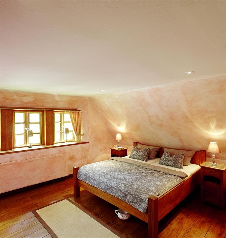 Schlafzimmer in dem kleinen Ferienhaus in Neuenkirchen