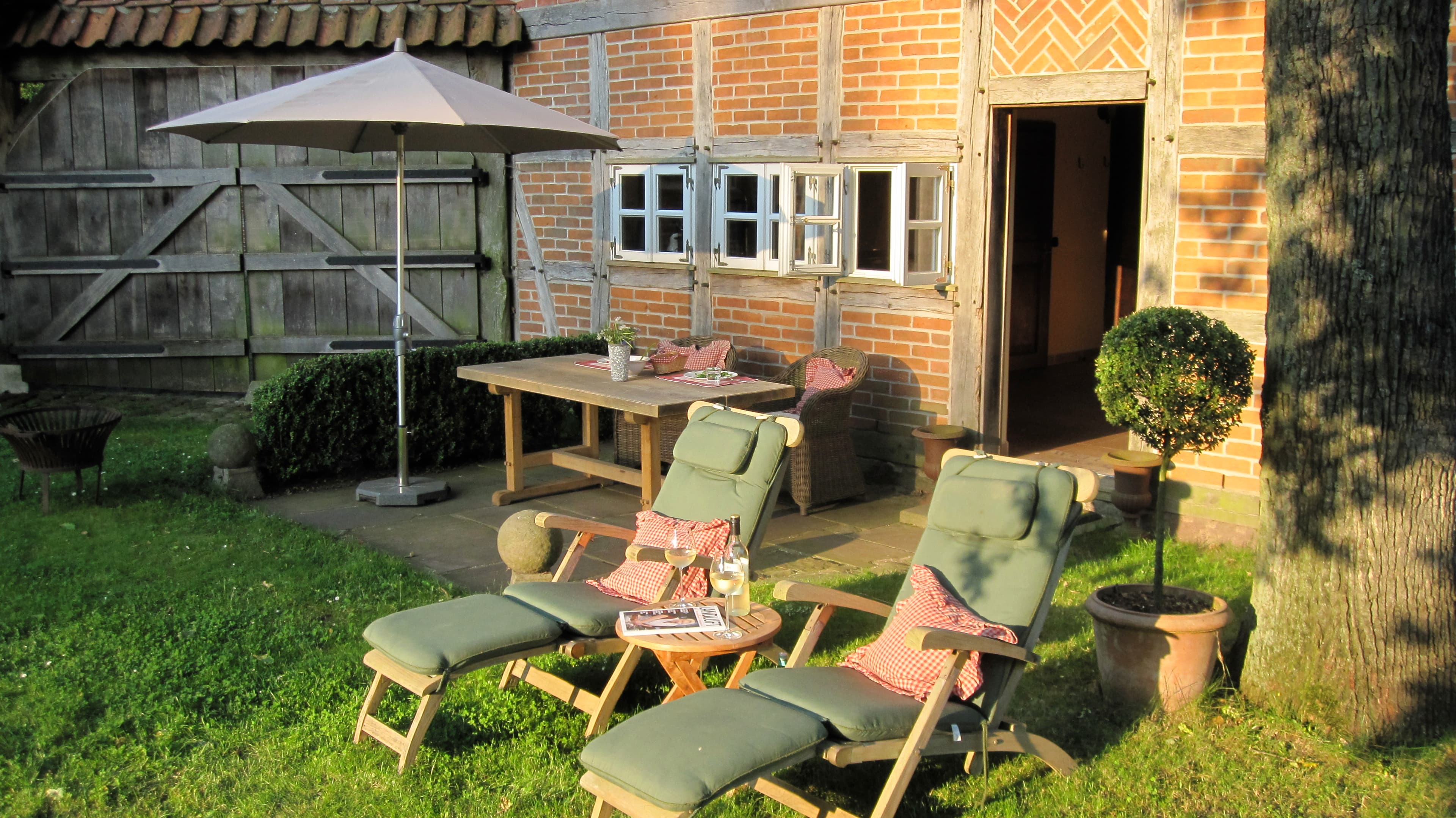 Terrasse des kleinen Ferienhauses in Neuenkirchen