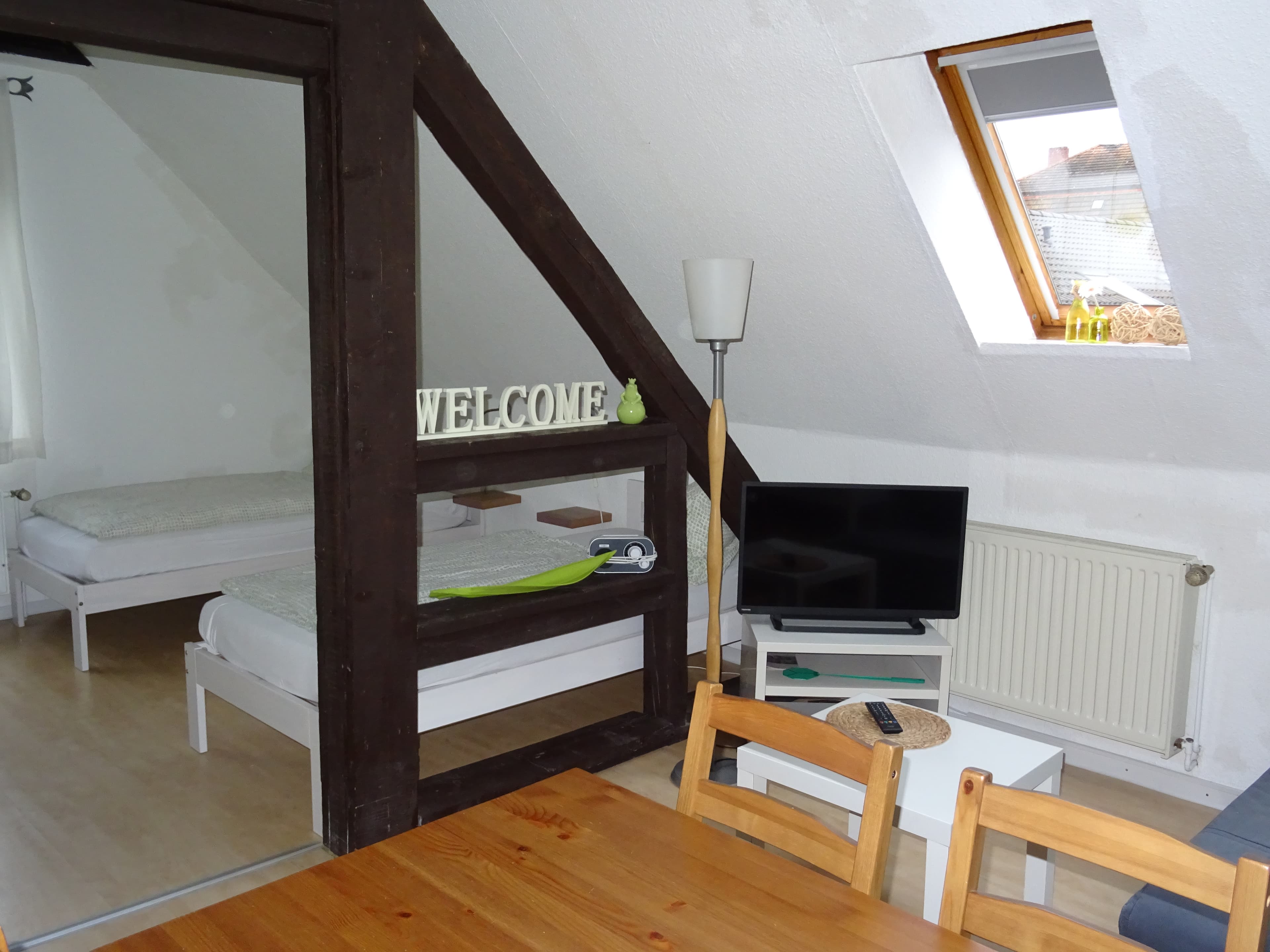 TV in dem Apartment 1 des Scharnebecker Gästehauses in Scharnebeck