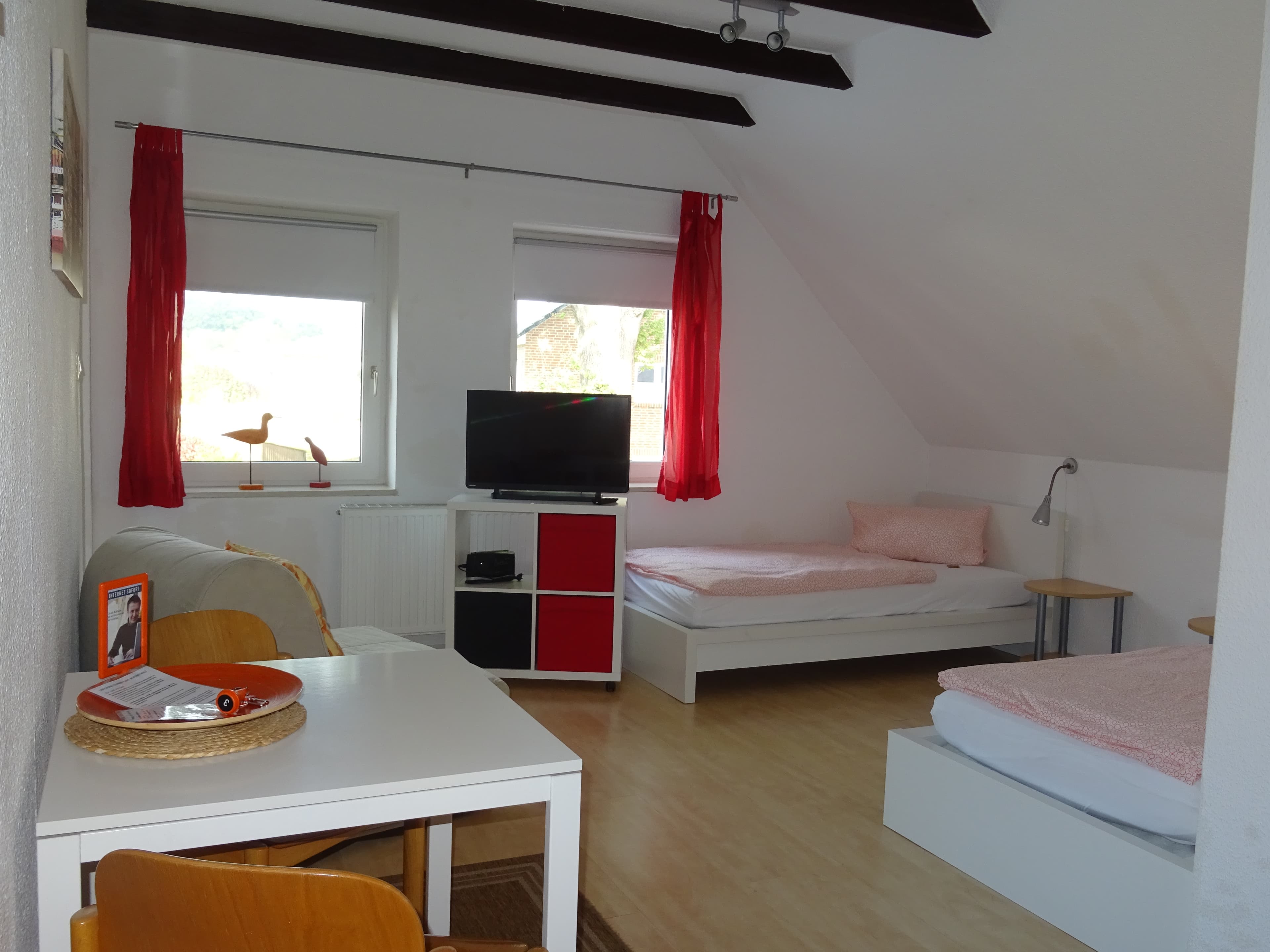 Betten in dem Apartment 3 des Scharnebecker Gästehauses in Scharnebeck