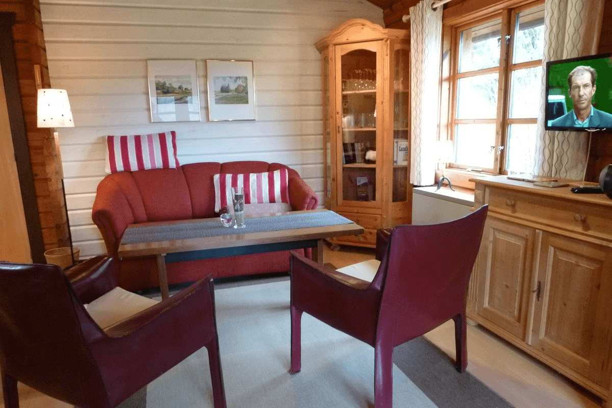 Wohnzimmer Ferienhaus Holzhaus am Heidesee Müden Örtze
