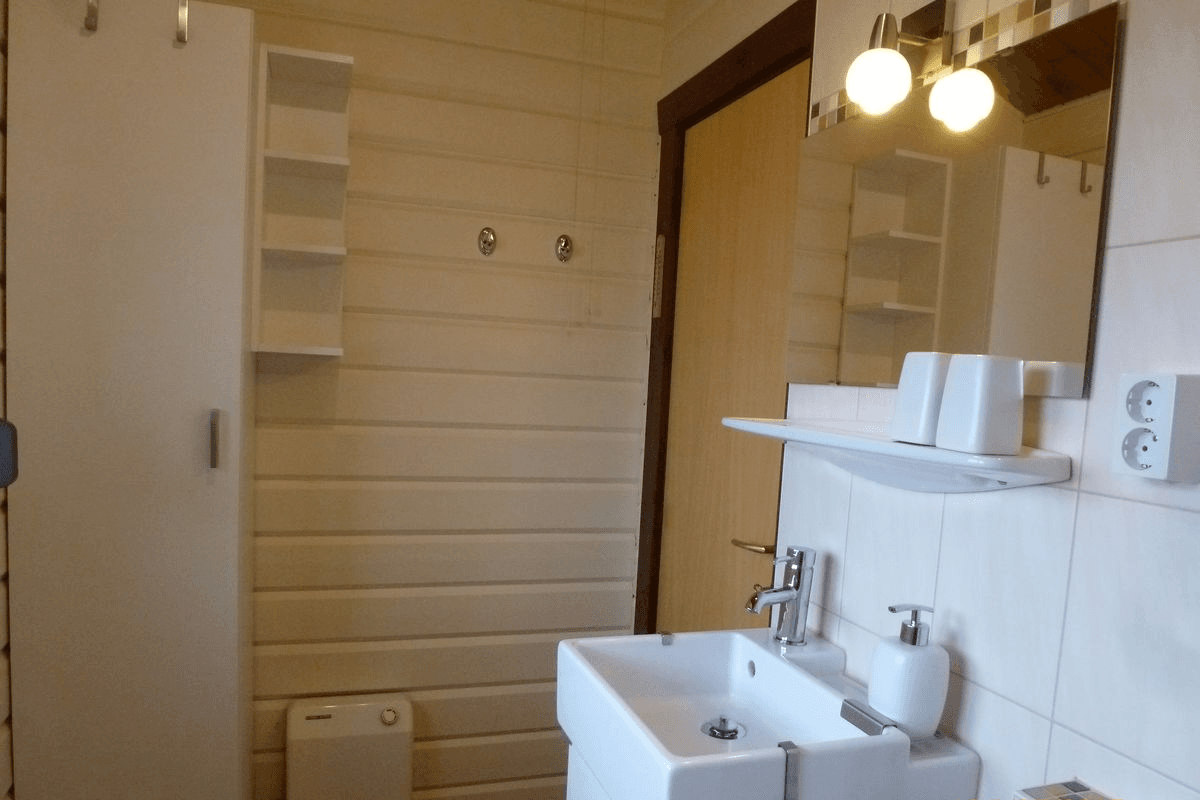 Badezimmer Ferienhaus Holzhaus am Heidesee Müden Örtze