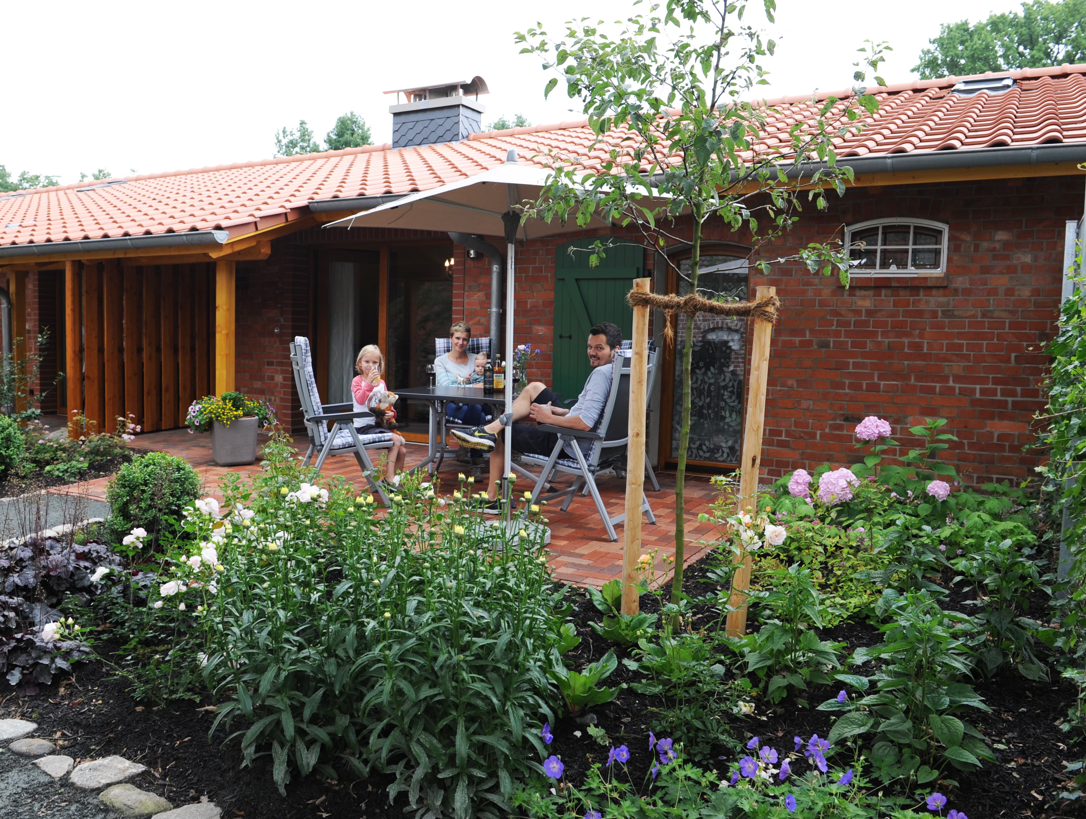 Terrasse in der Wohnung Farkenstall auf dem Ferienhof Niemeyer in Düshorn