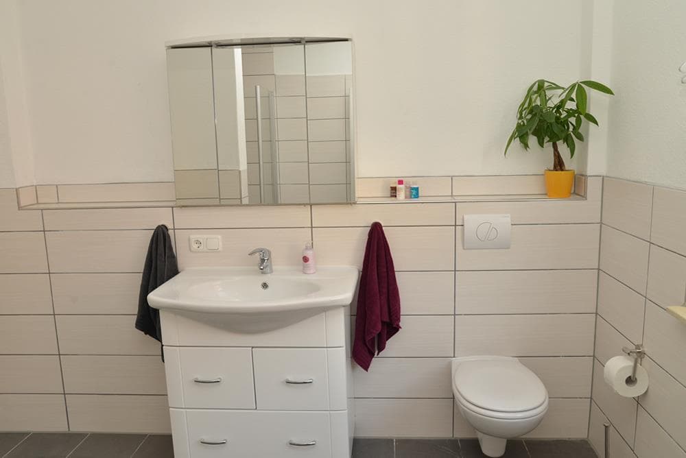 Badezimmer in der Wohnung 1 Appartements am Rosengarten
