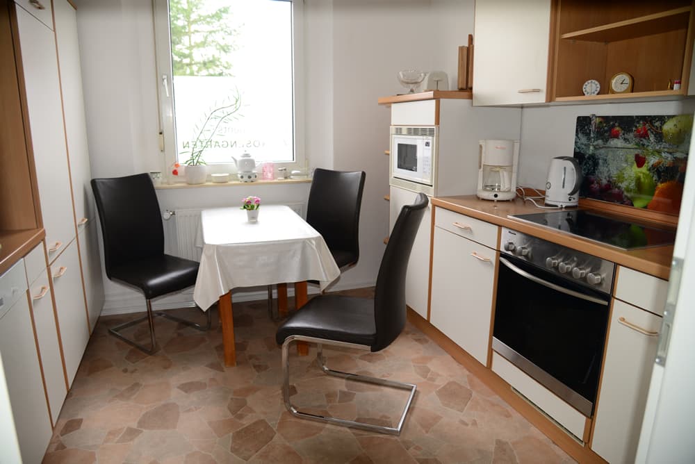 Küche in der Wohnung 2 Appartements am Rosengarten
