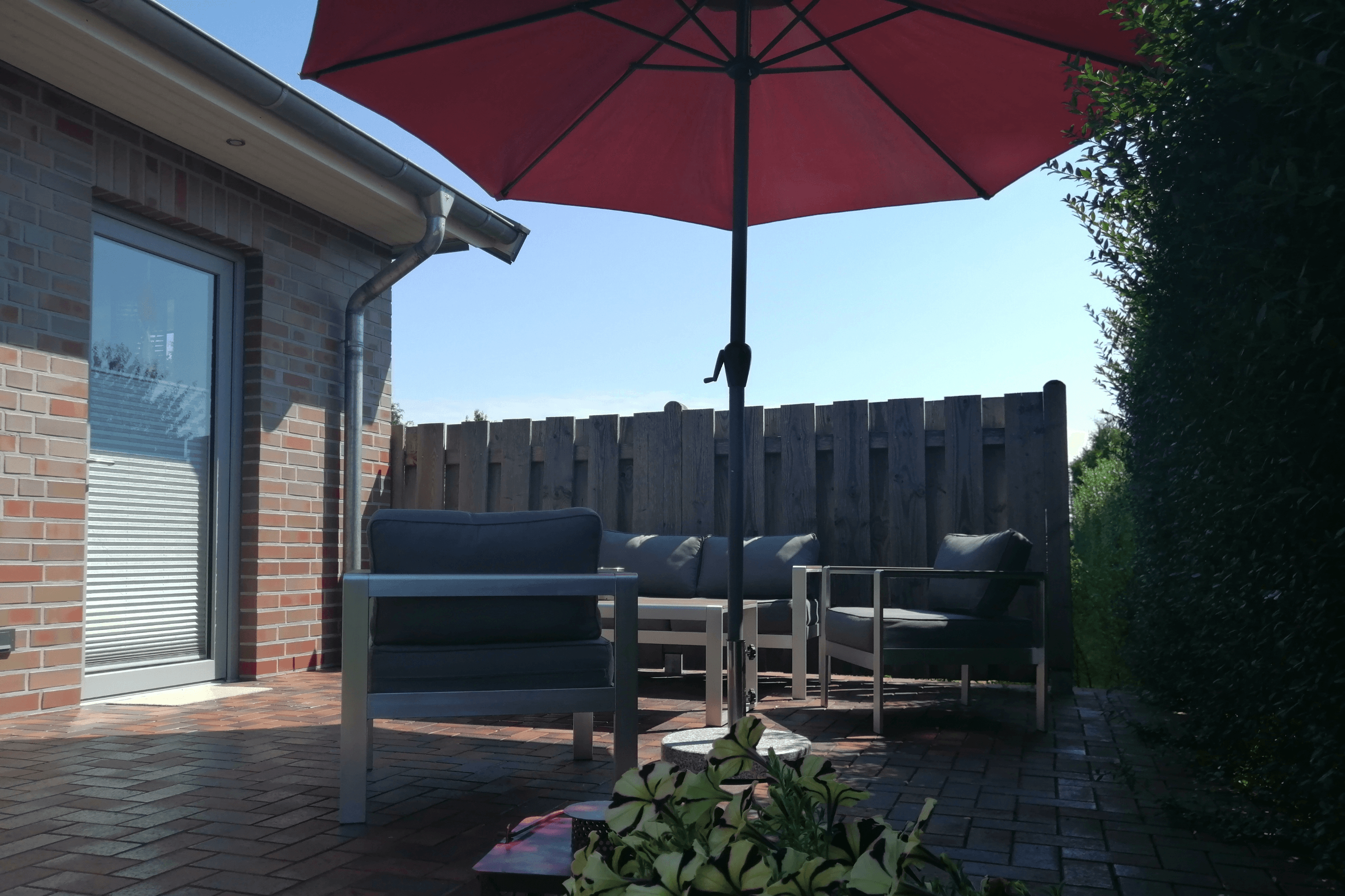 Terrasse am Ferienhaus Südheide in Hermannsburg