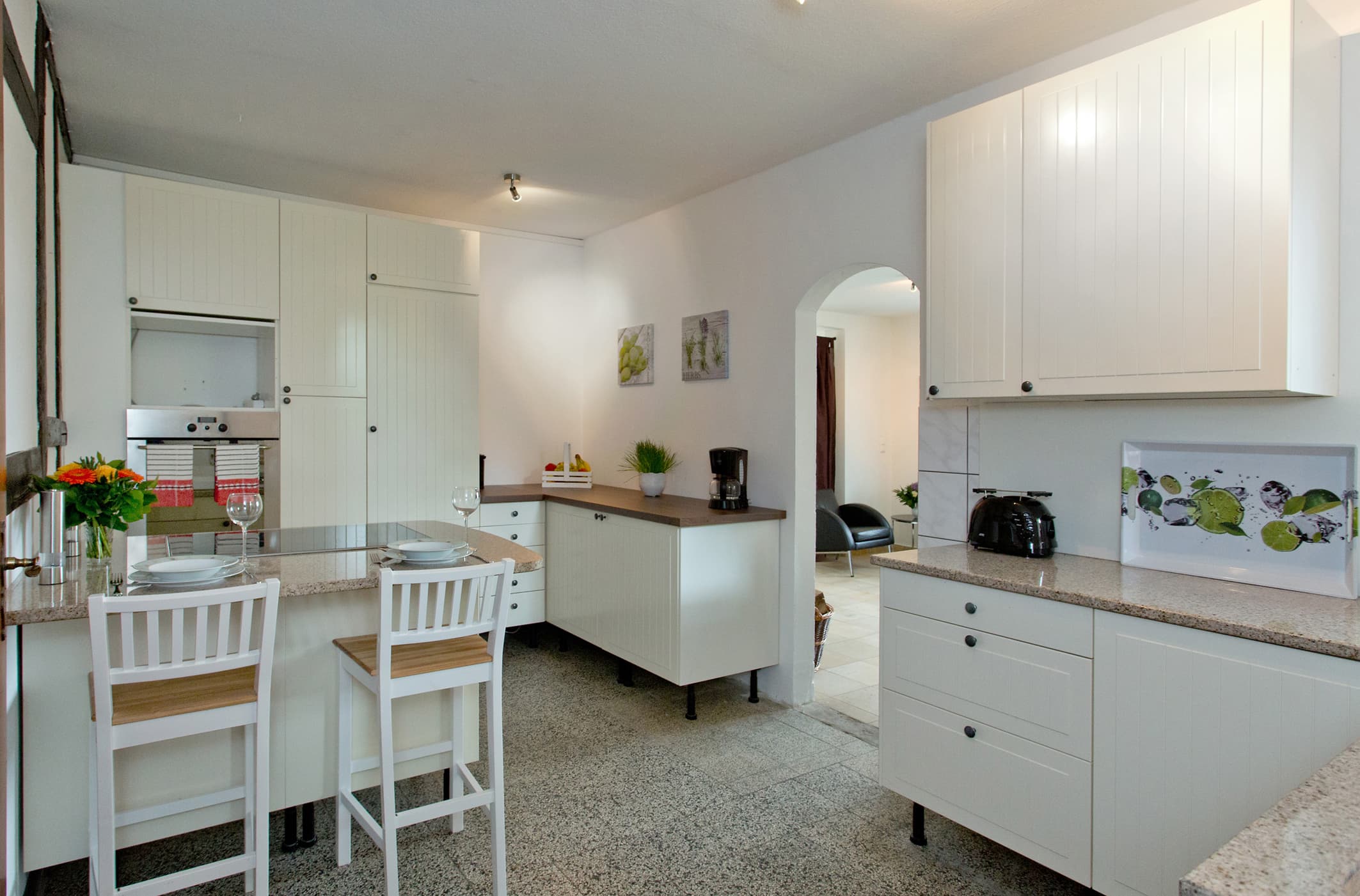 Küche in der Ferienwohnung Zum Kaminzimmer in Toppenstedt